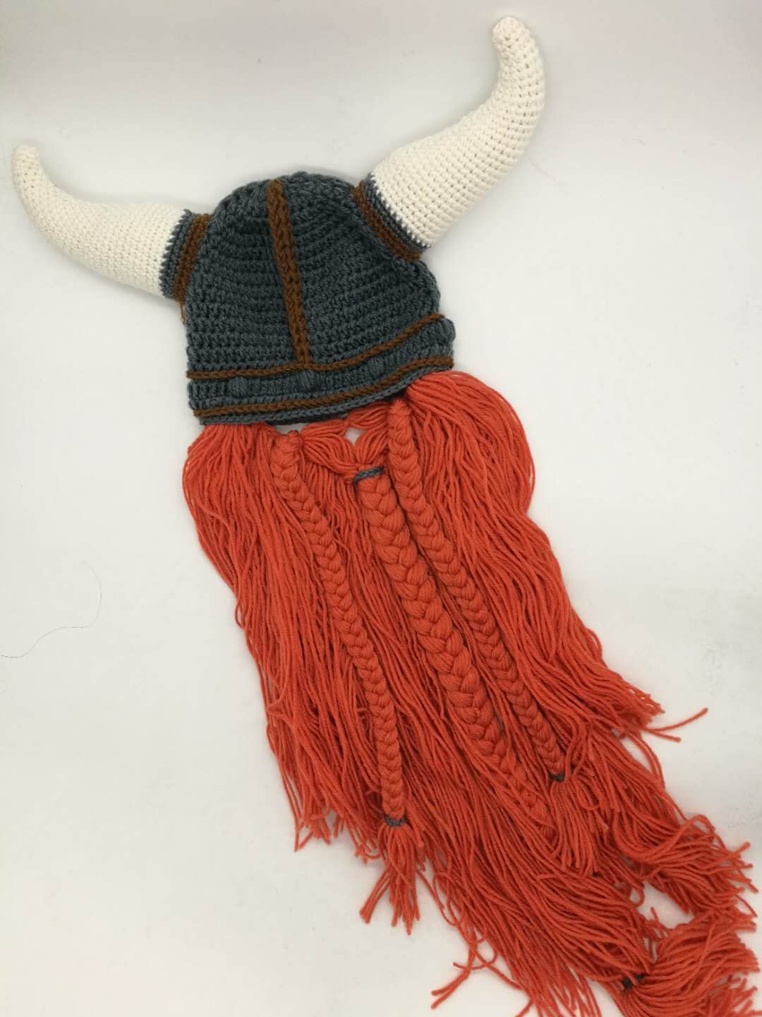 YEKEYI Big Horn Viking Hat Beanie Beard Viking Knit Hat Barbarian Funny Ski Cap Funny Halloween hat Christmas hat Yellow