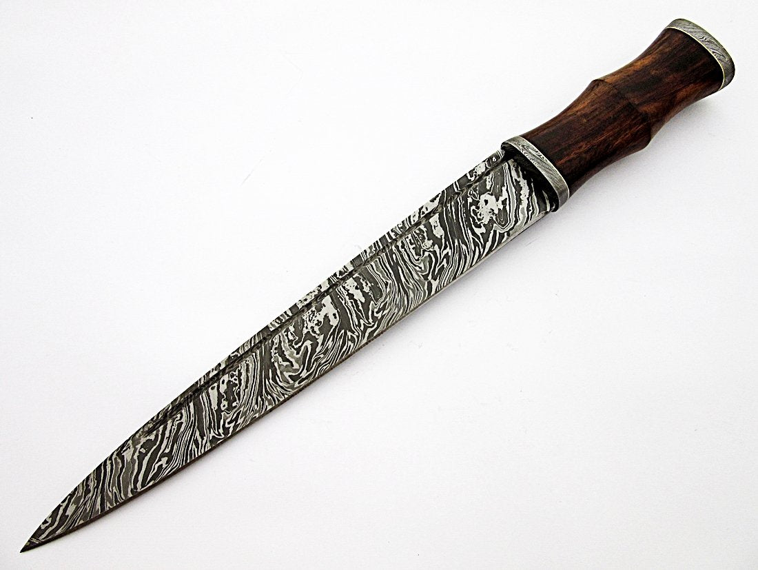 REG-2197 - Custom Handmade Damascus Steel 17 Inches Dirk Blade Knife - Perfect Grip Rose Wood Handle Scottish Dir