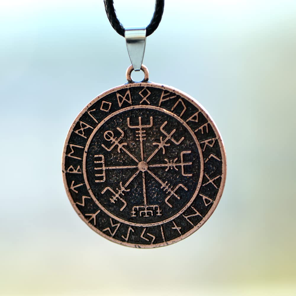 LANGHONG 1PCS Norse Viking Necklace For Men Compass Vegvisir Necklace Original Talisman Jewelry Antique Silver