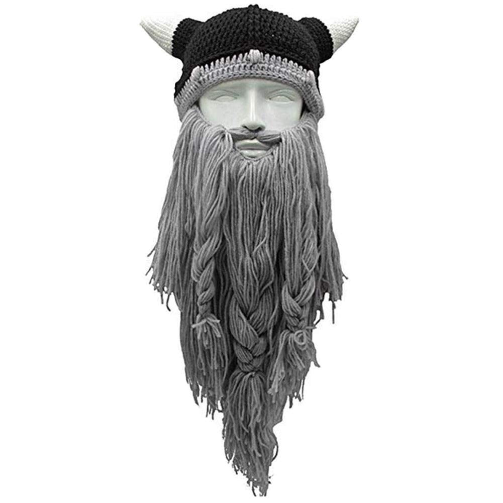 Creative Barbarian Knit Beard Hat Funny Knit Hat Wig Beanie Hat Beard Facemask V-brown