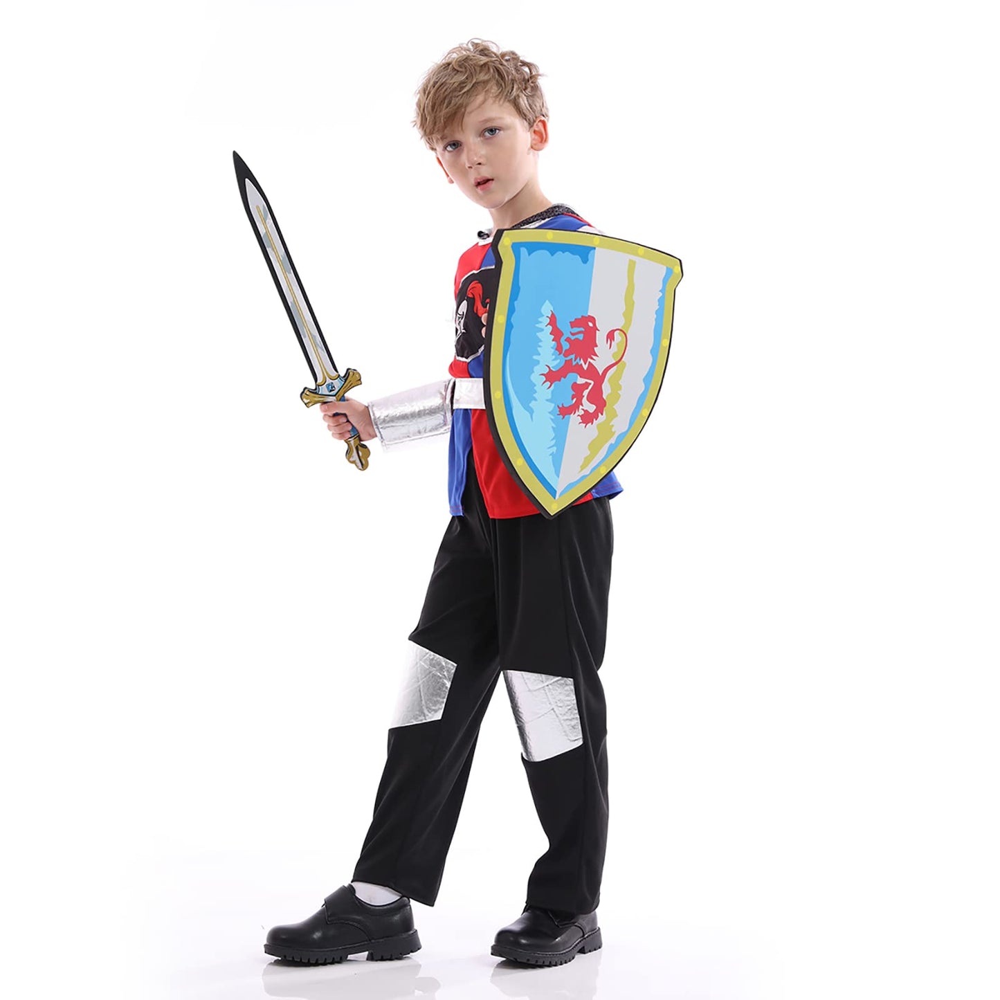 Funivals Boys Costume for Halloween Carnival，Boy Suit Role Play with Accessories Medium Viking Warrior