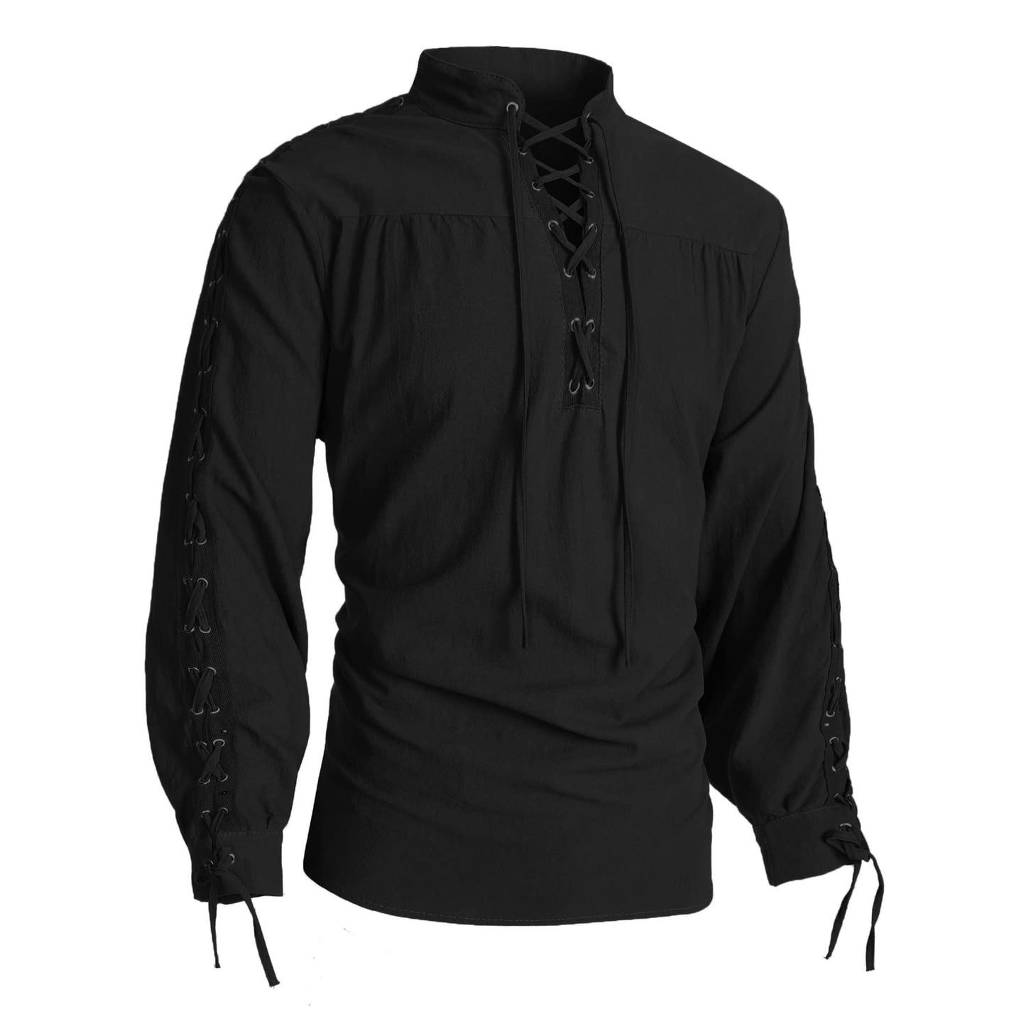 Laced Sleeve Ruched-Front Nobleman's Shirt