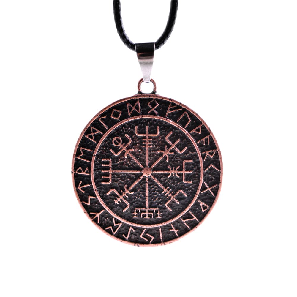 LANGHONG 1PCS Norse Viking Necklace For Men Compass Vegvisir Necklace Original Talisman Jewelry Antique Silver