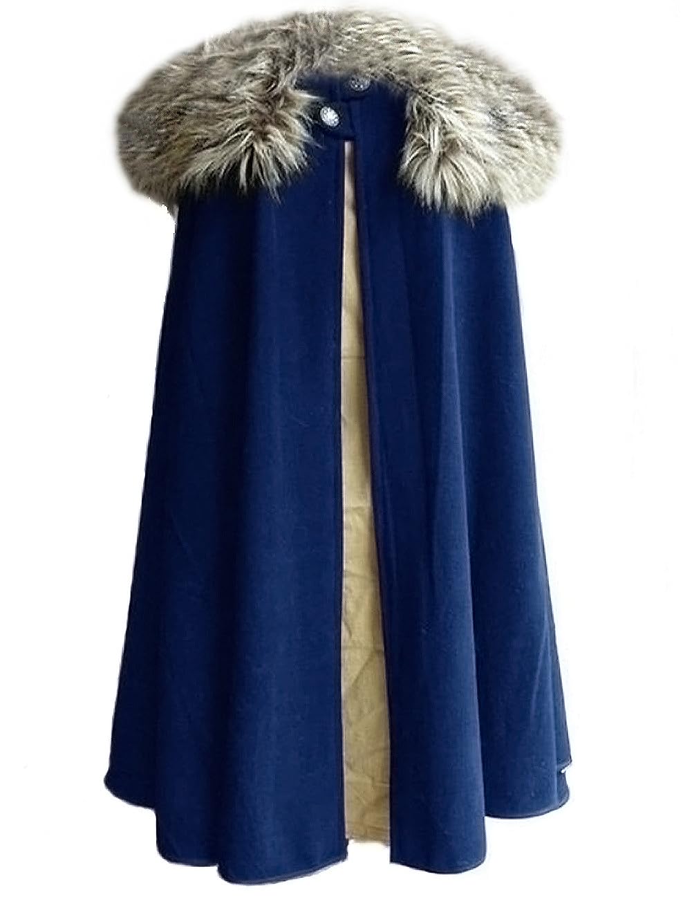 MSOrient Mens Medieval Viking Cloak Fur Cape Cosplay Costume Renaissance King With Fur Cloak Halloween Costume Small Blue