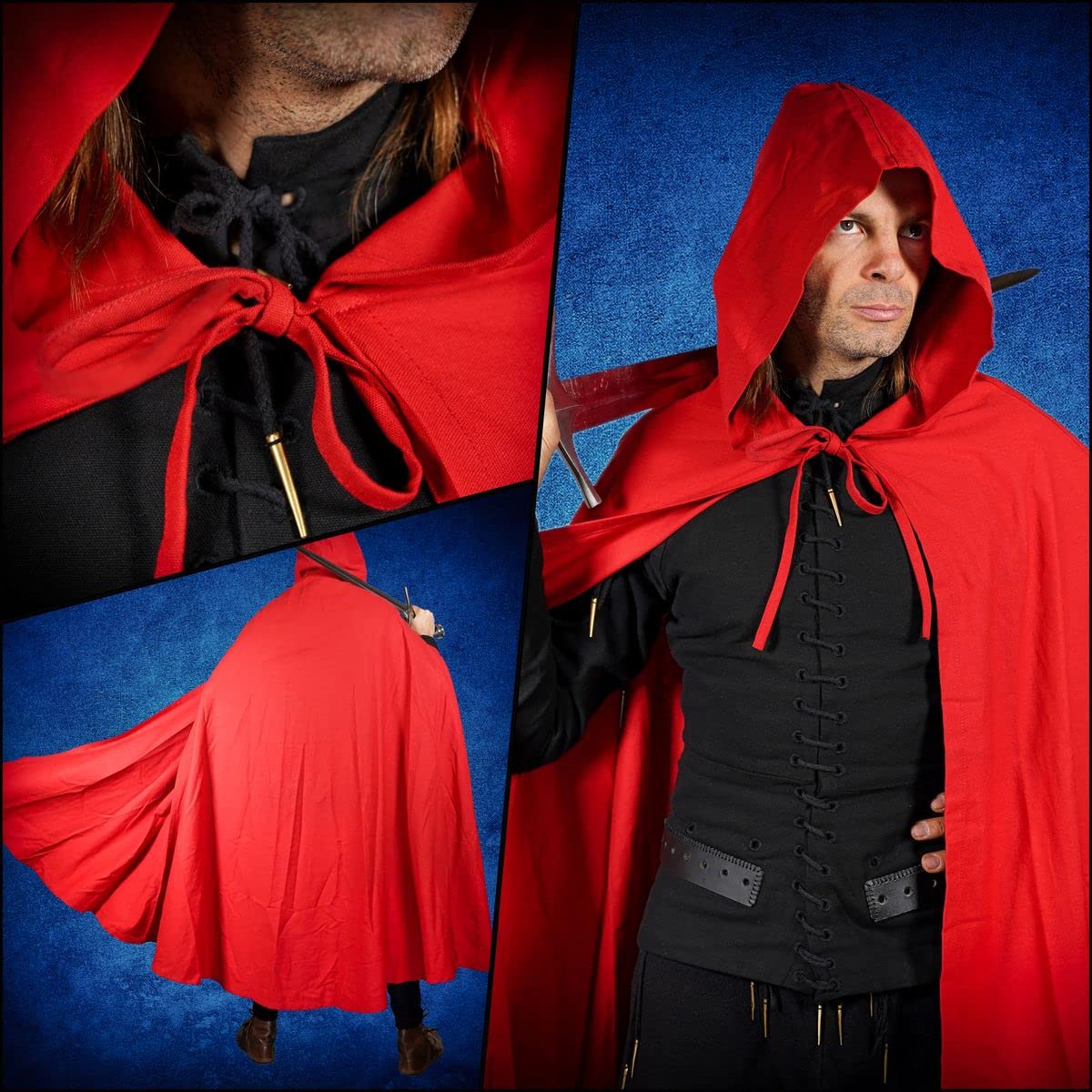 “Raider” Canvas Cloak 100% Cotton Cape Medieval SCA LARP Large Charcoal