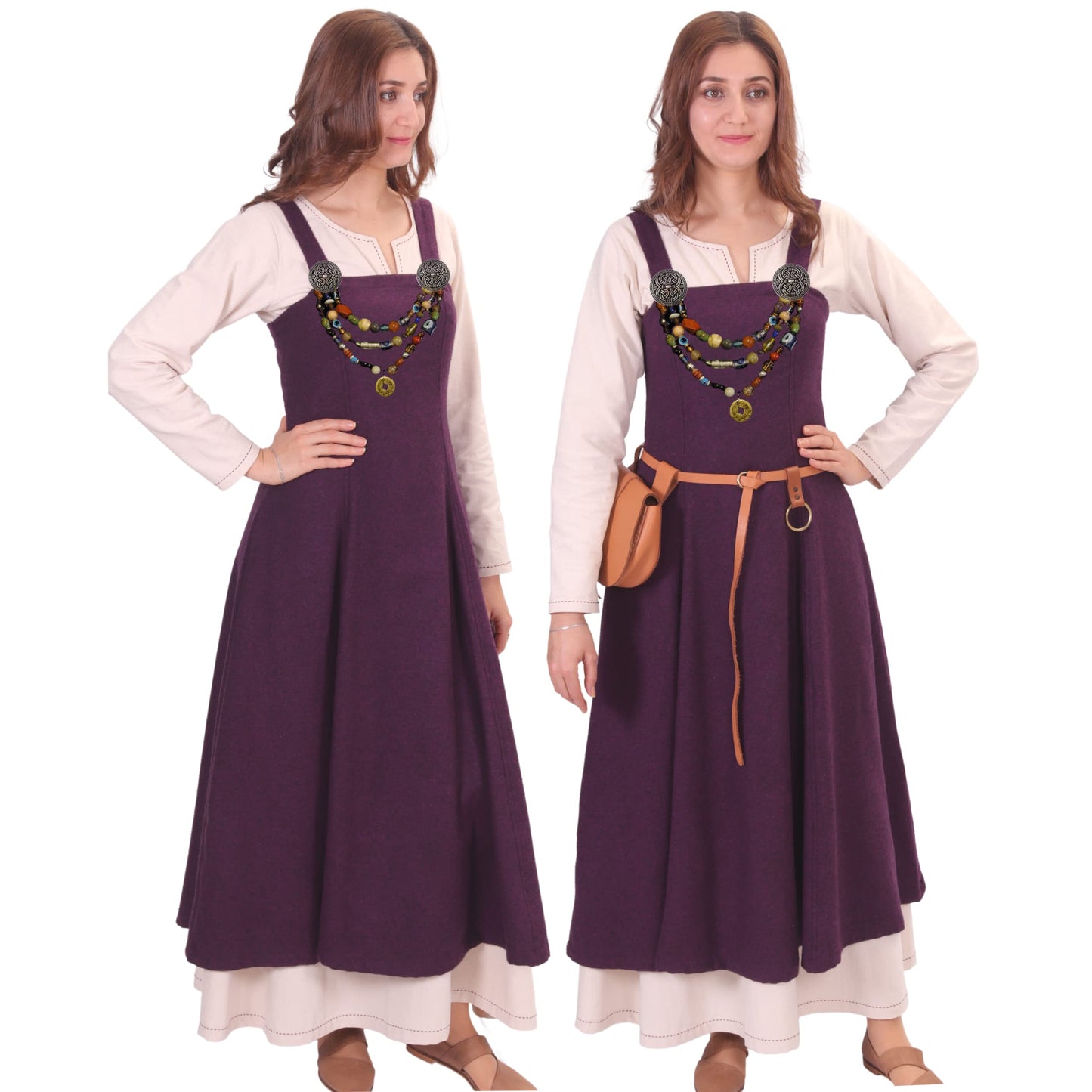 Wool Viking Apron Overdress with Laced Back