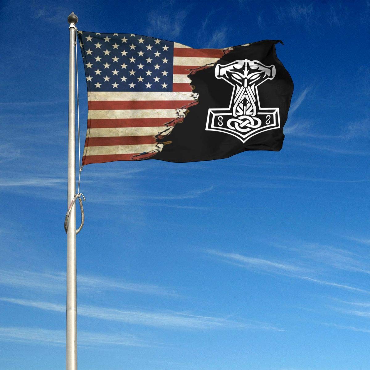 In Odin We Trust Thor Mjolnir American Viking Flag