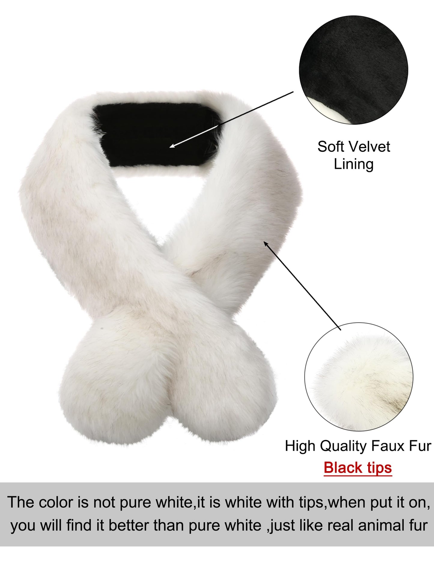 Soul Young Faux Fur Collar Women's Neck Warmer Scarf Wrap 80cm,31.5in A-nature