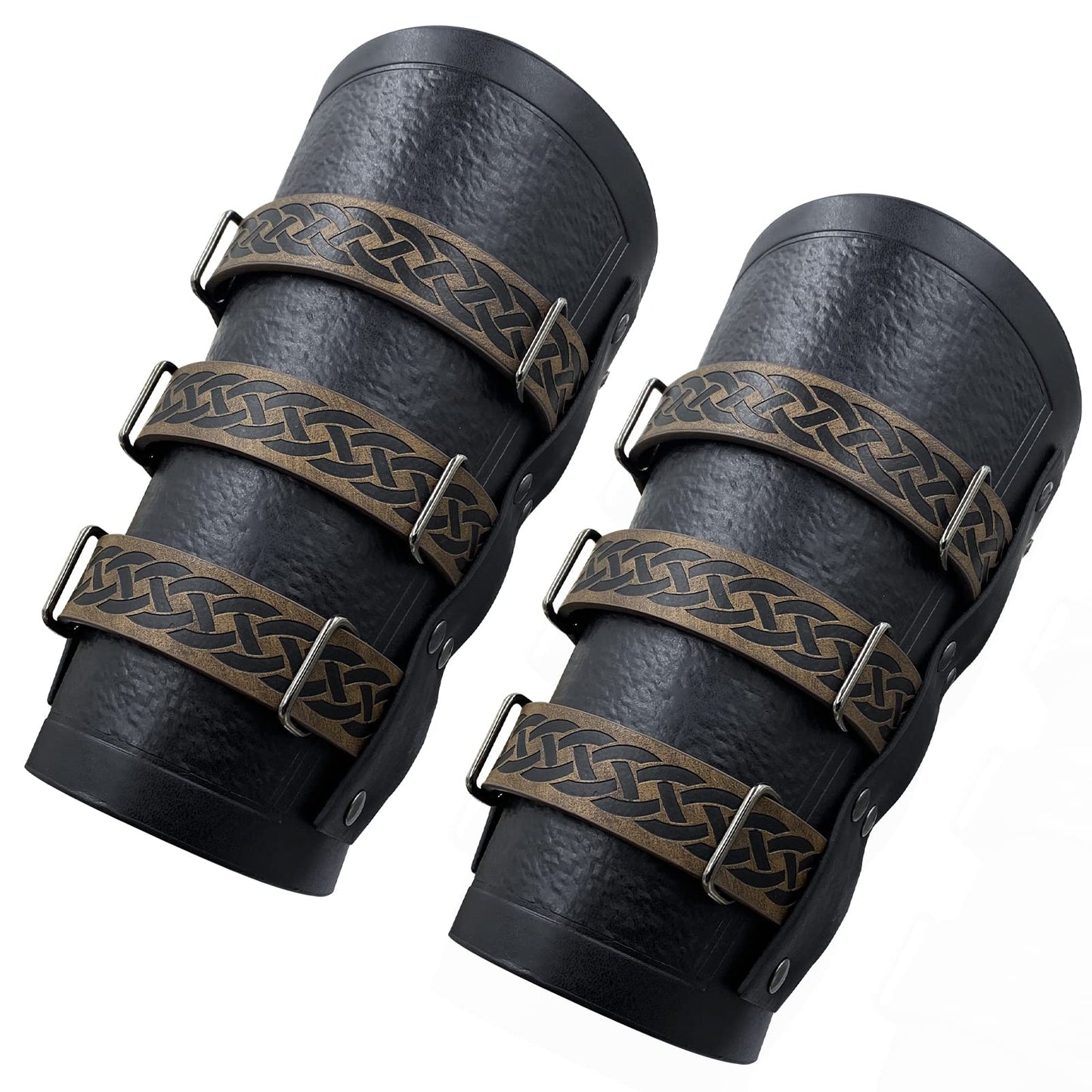 JAOYU Leather Bracer Medieval Vambrace Wrist Armor Arm Cuff Viking Arm Guard Leather Gauntlet Wristband LARP Accessories 2PCS Jyph060-brown