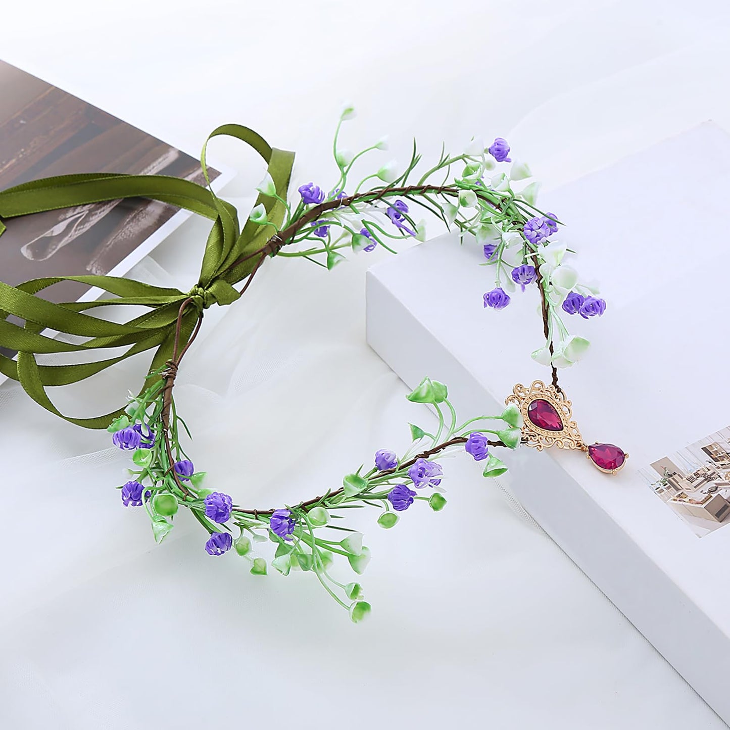 Vivivalue Floral Crown Girl Floral Headband Flower Headpiece Halo Wedding Party Photos I