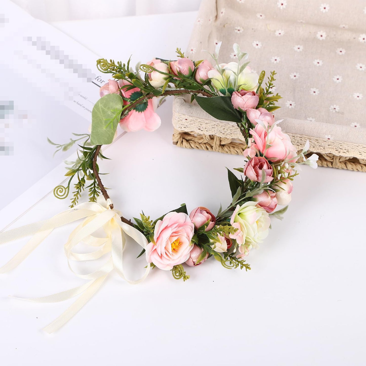 Vivivalue Floral Crown Girl Floral Headband Flower Headpiece Halo Wedding Party Photos I