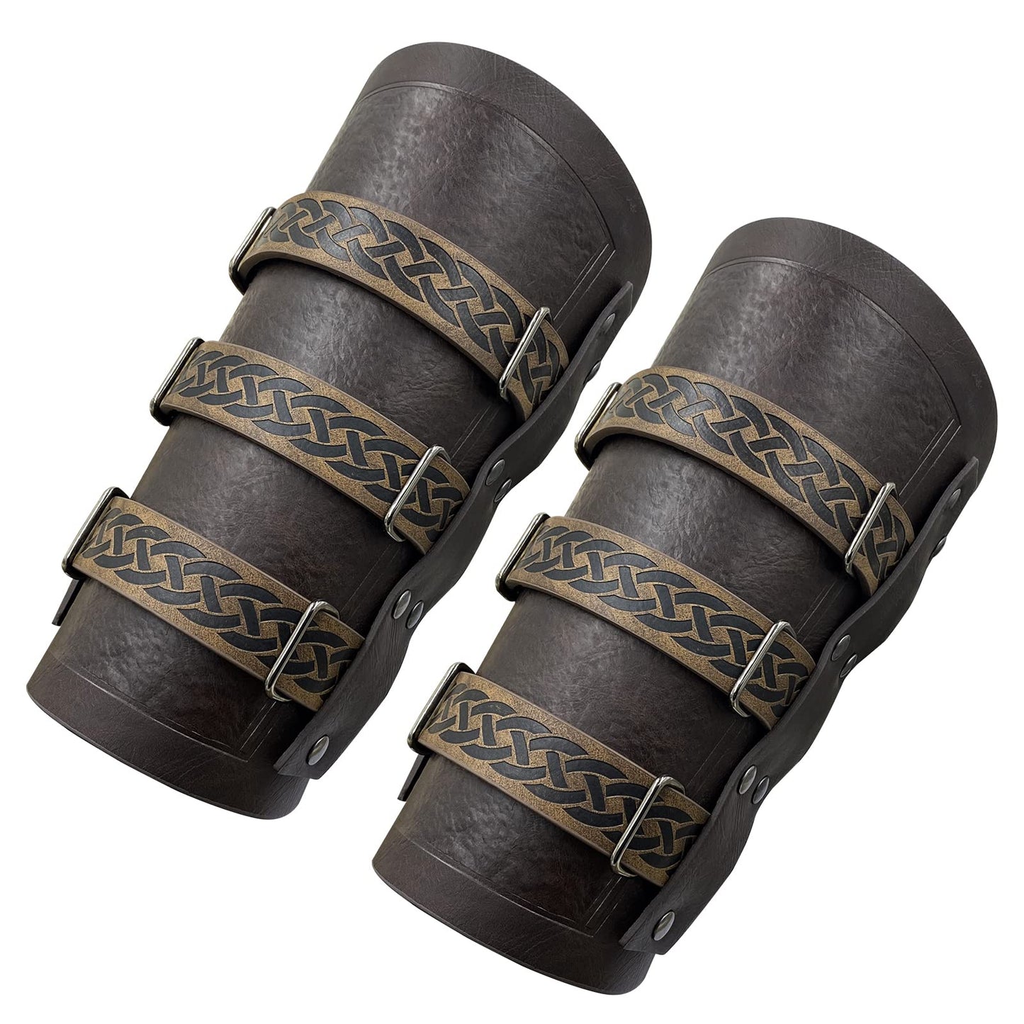 JAOYU Leather Bracer Medieval Vambrace Wrist Armor Arm Cuff Viking Arm Guard Leather Gauntlet Wristband LARP Accessories 2PCS Jyph060-brown