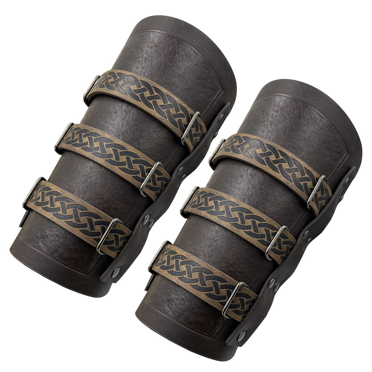 Leather Gauntlet Wristband Medieval Bracers Viking Wrist Guards Archery Guards Bracers Wide Arm Armor Cuff for Women Men 2PCS Knight Wrist Bracers