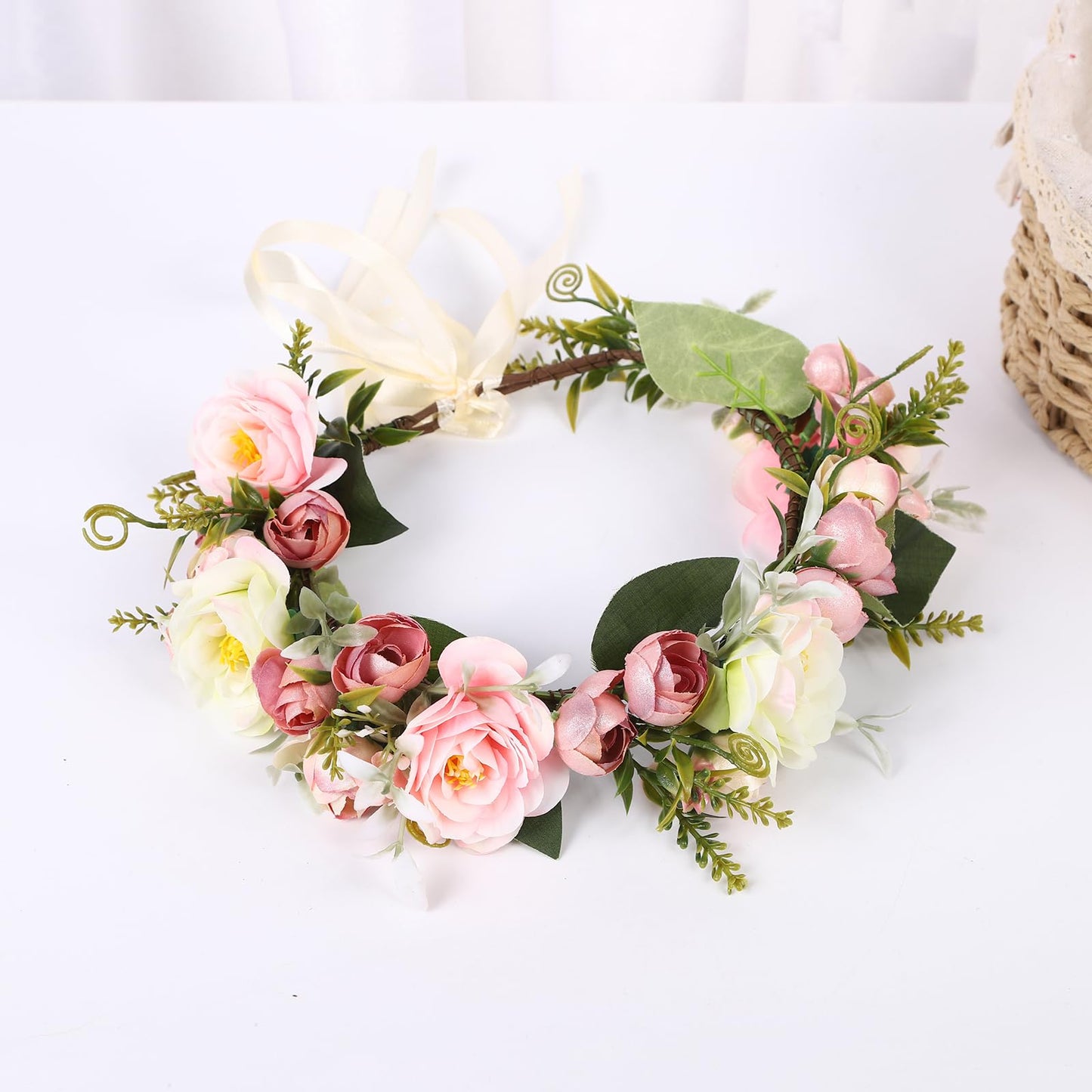 Vivivalue Floral Crown Girl Floral Headband Flower Headpiece Halo Wedding Party Photos I