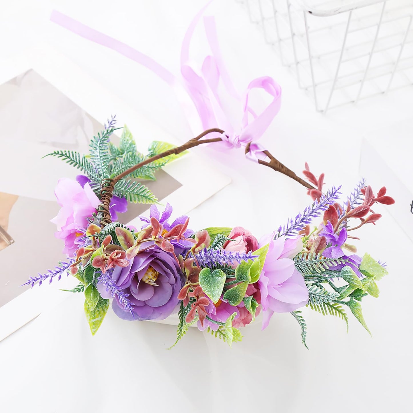 Vivivalue Floral Crown Girl Floral Headband Flower Headpiece Halo Wedding Party Photos I