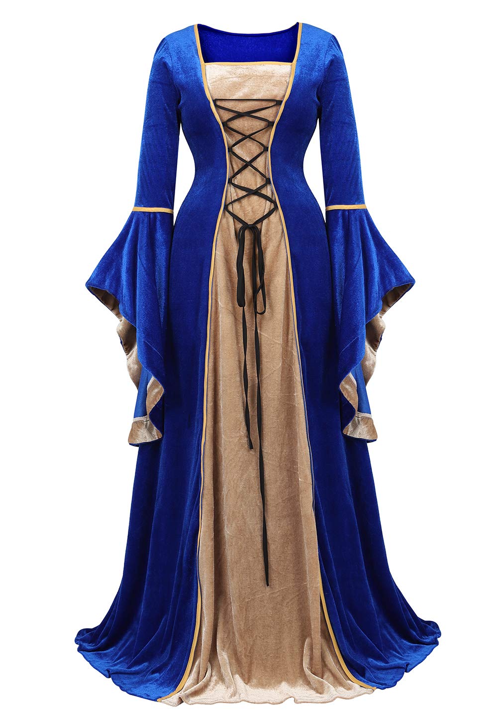 Medieval Dresses For Women Black Renaissance Dress Women Costumes Halloween Plus Size Witch Costume X-Small Blue6508