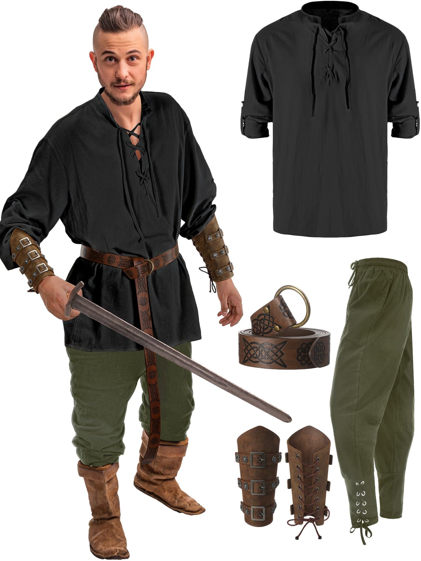 Halloween Men's Renaissance Costume Set 4 Pcs