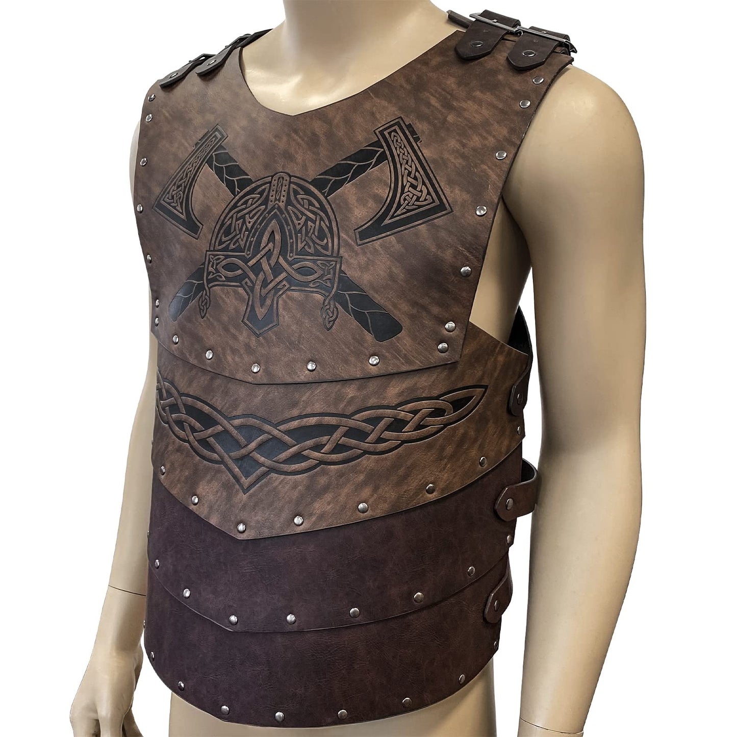 HiiFeuer Viking Faux Leather Embossed Chest Armor