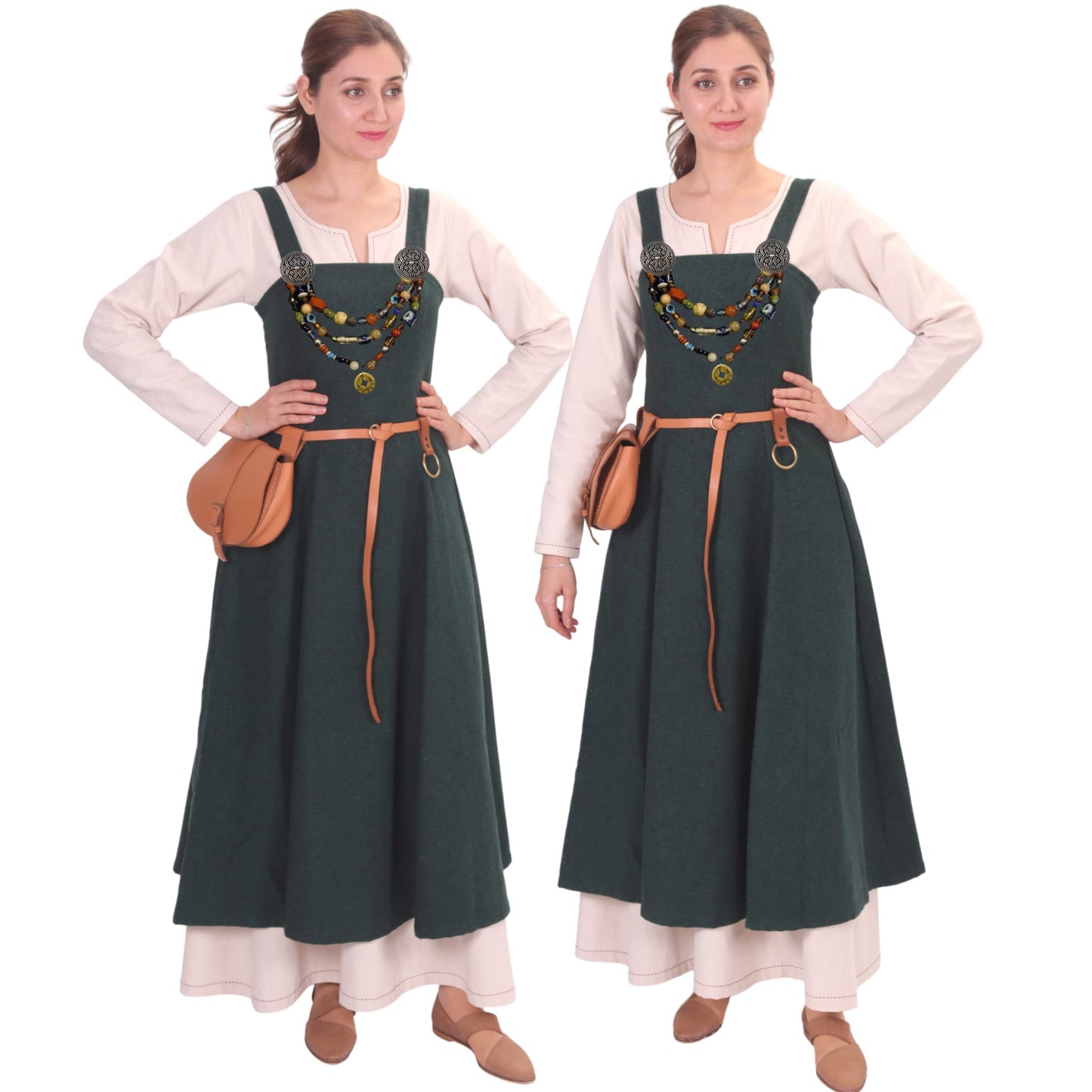 Wool Viking Apron Overdress with Laced Back