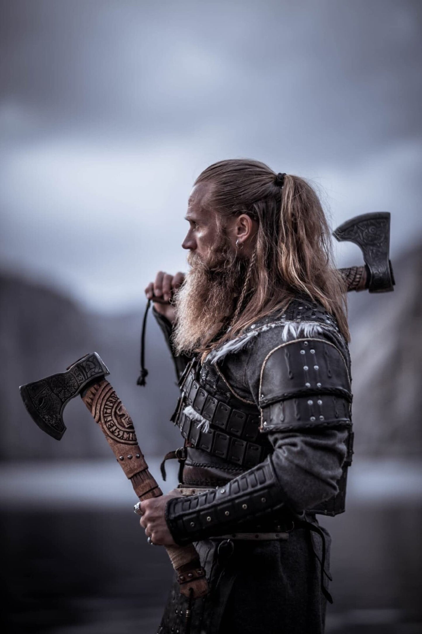 AX-7000 Custom Gift Forged Carbon Steel Viking Axe with Rose Wood Shaft, Viking Bearded Camping Axe (AX-7000) (AX-7000) AX-7000