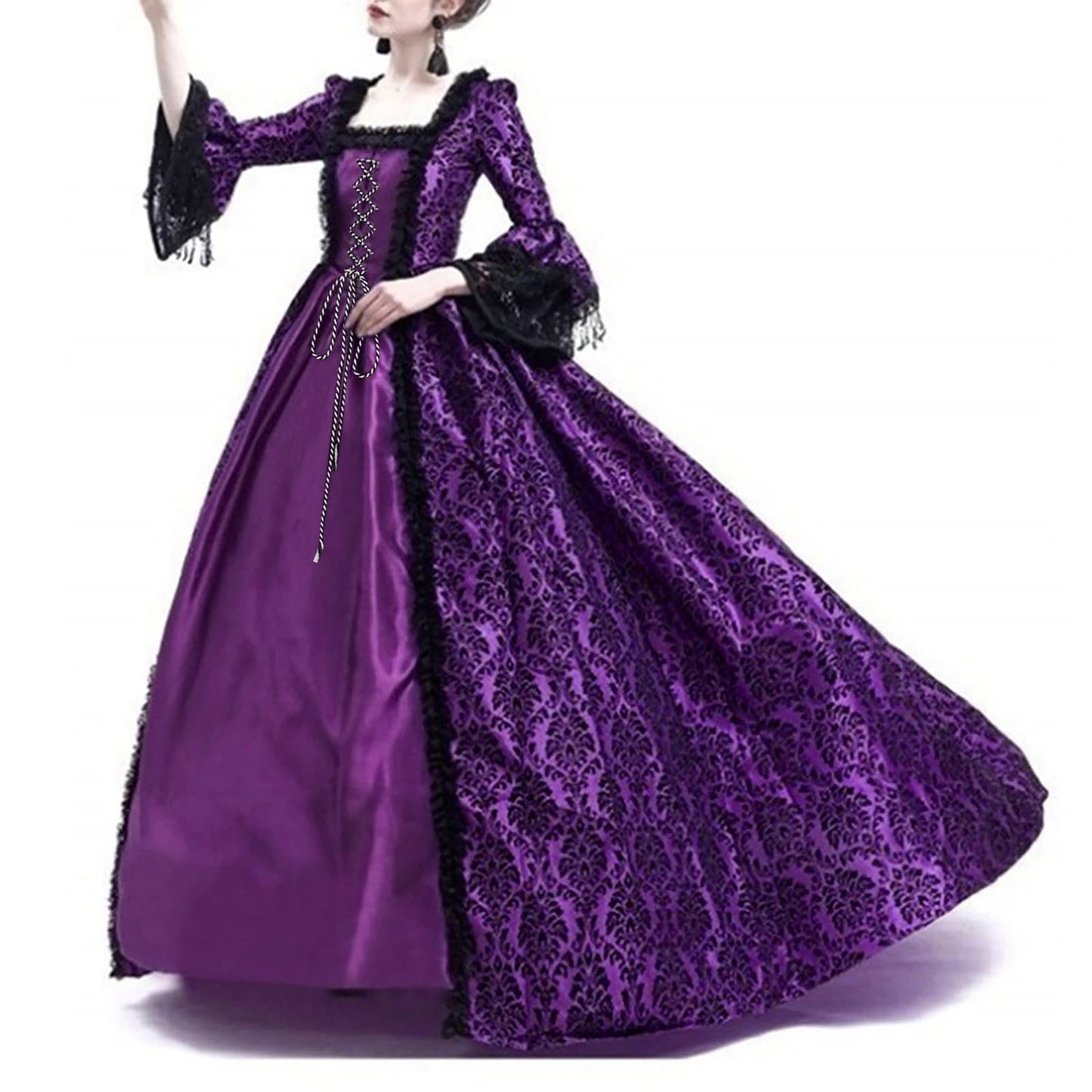 Wine Gothic Witch Medieval Wedding Dress Renaissance Dress for Women