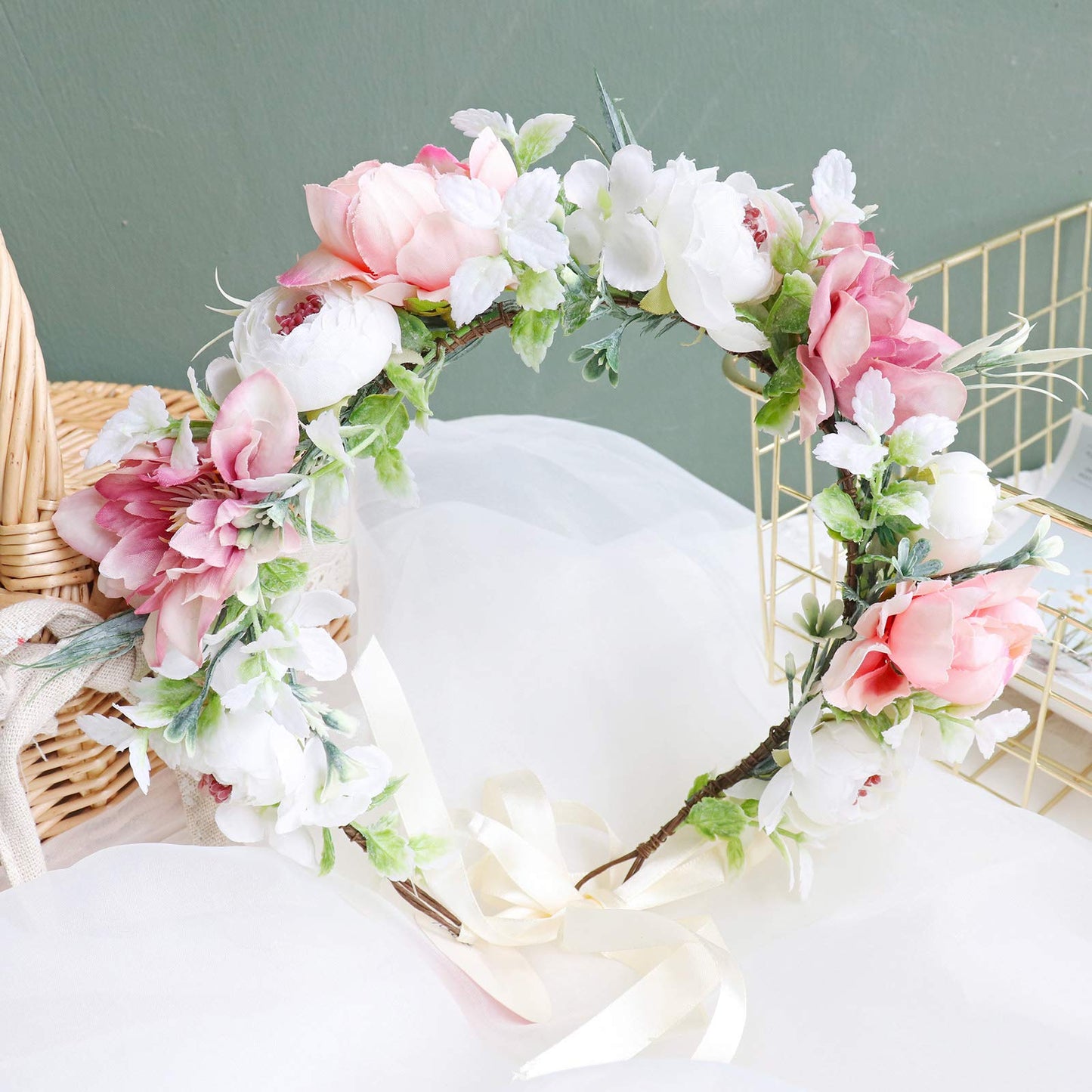 Vivivalue Floral Crown Girl Floral Headband Flower Headpiece Halo Wedding Party Photos I