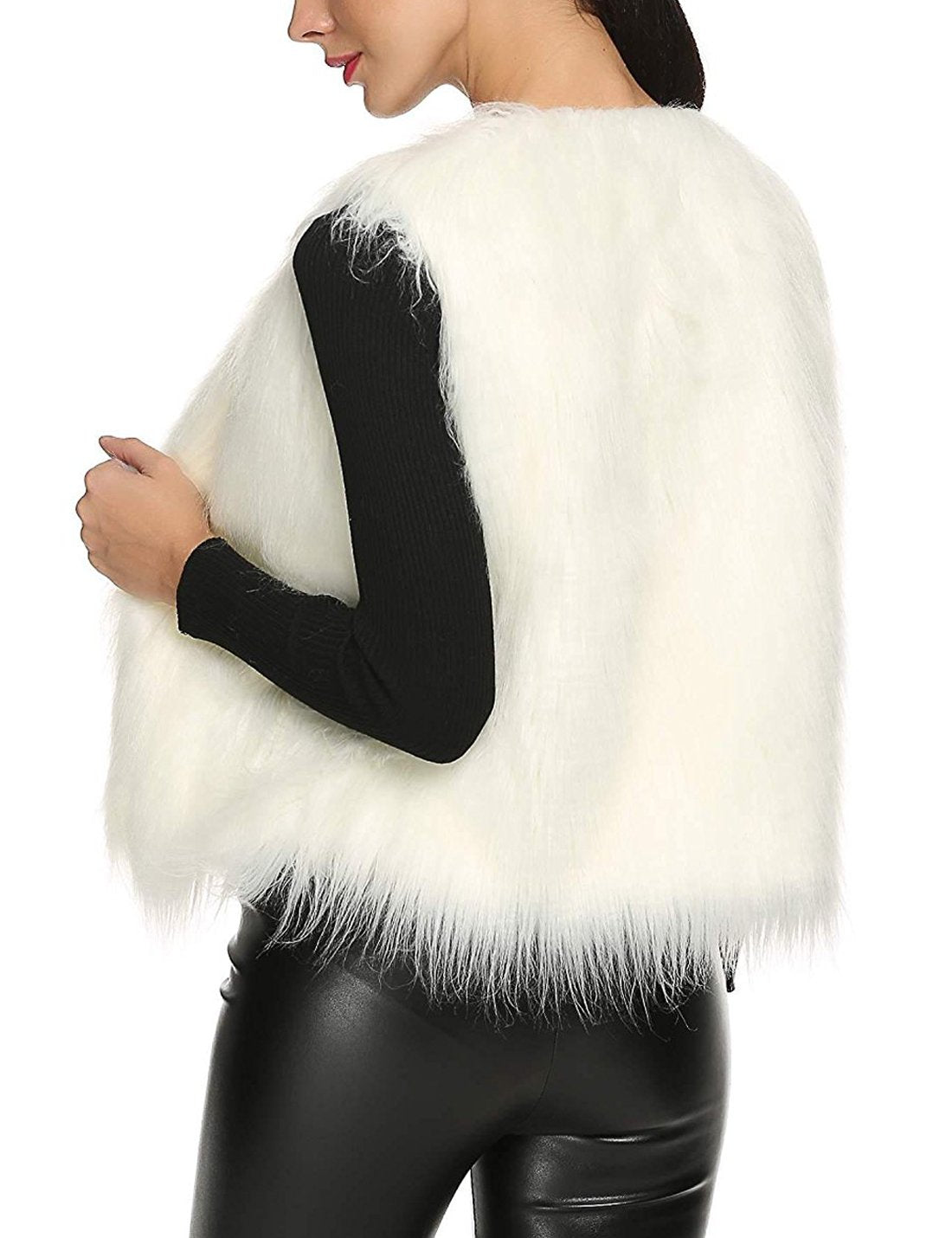 Tanming Women's Fashion Autumn And Winter Warm Short Faux Fur Vests Large Grey