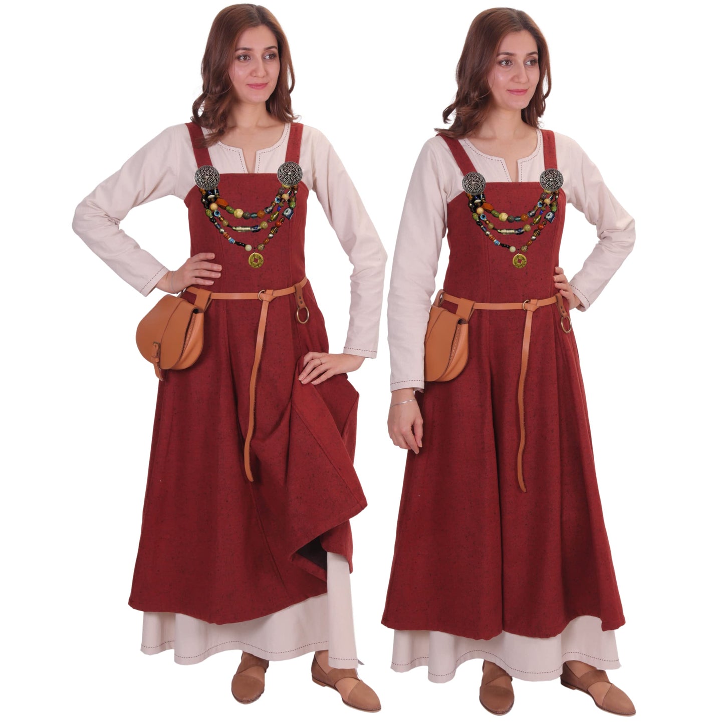 Wool Viking Apron Overdress with Laced Back