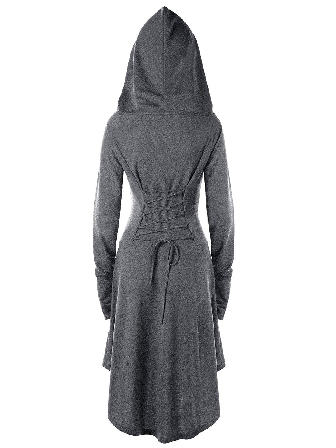 Womens Renaissance Costumes Hooded Robe Lace Up