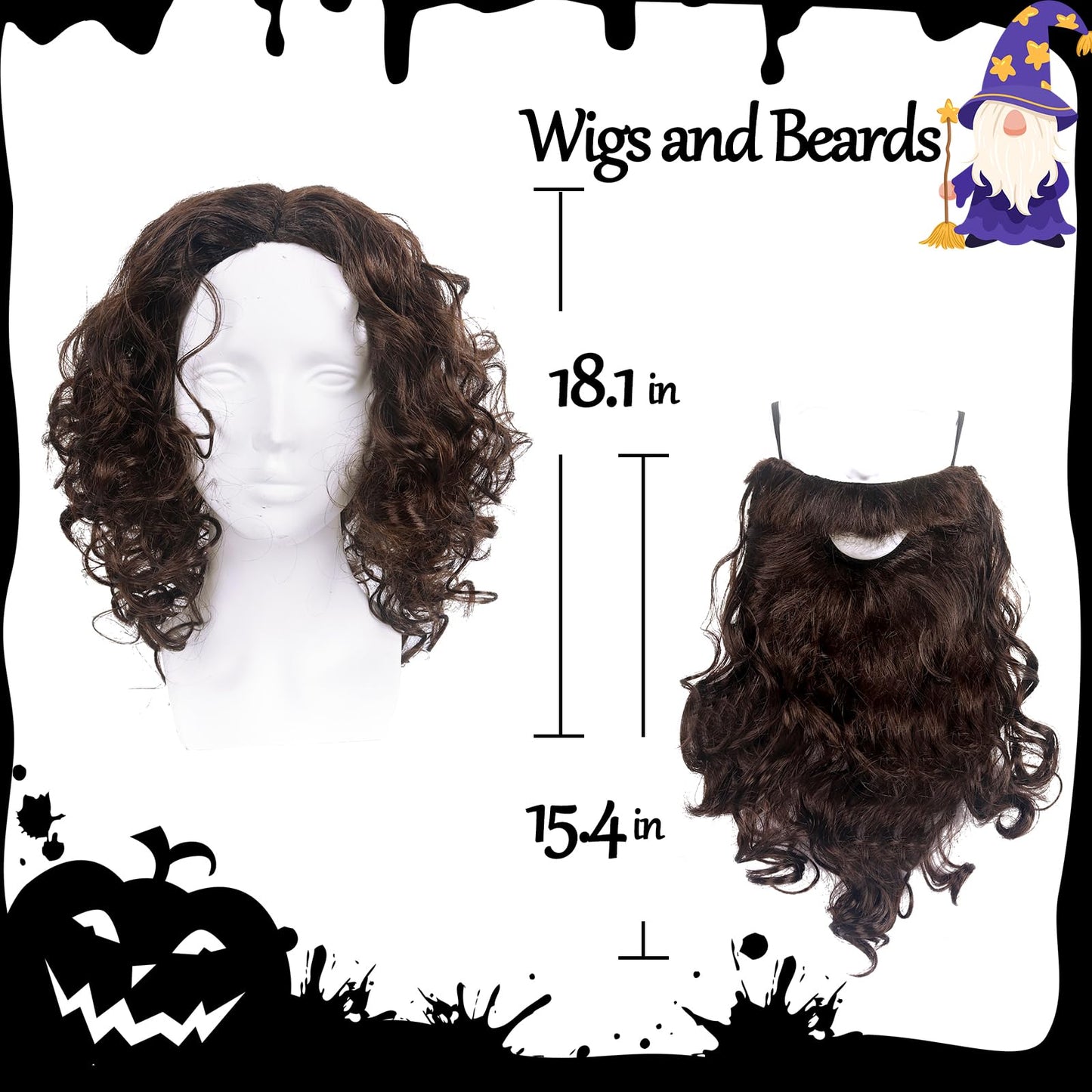 HOMELEX Jesus Beard And Wig - Halloween Funny Father Time Costume Accessory for Adults Brown