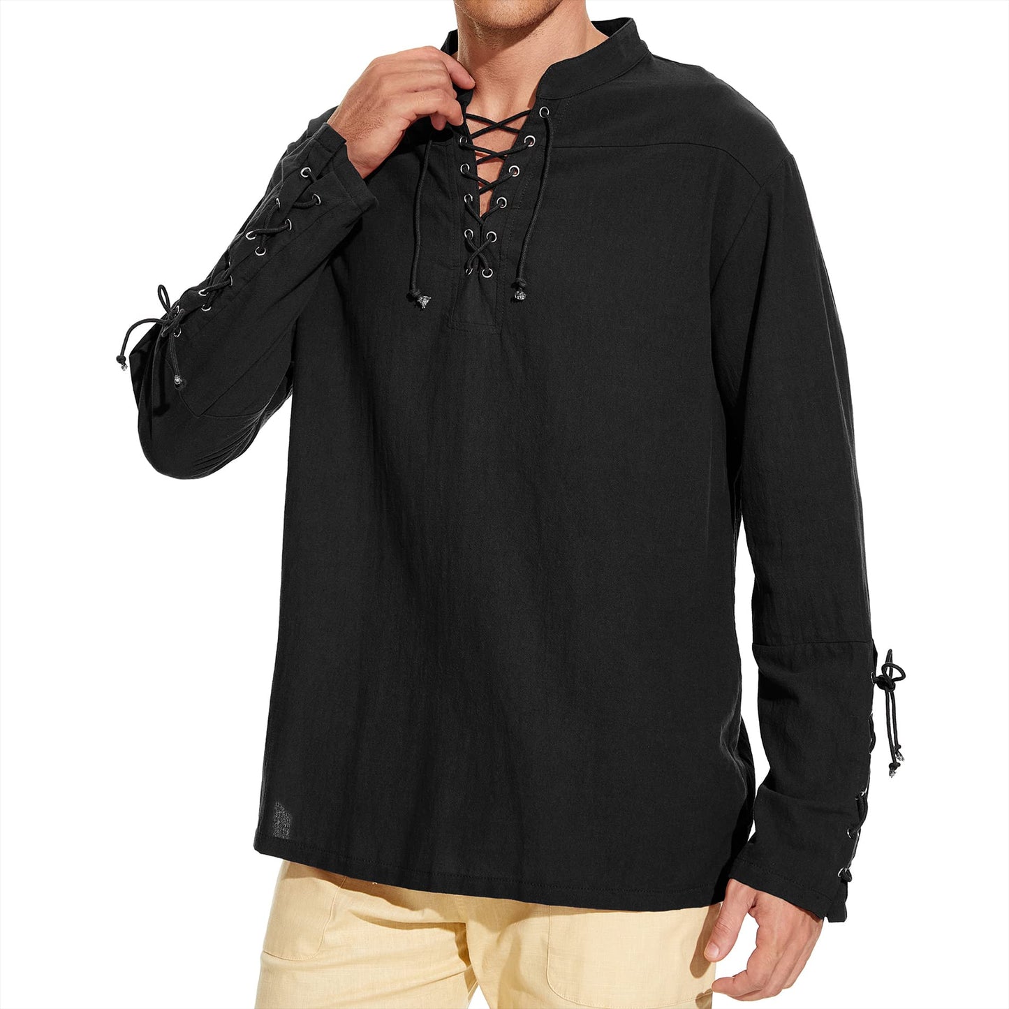 Viking Lace-Throat Slim Fit Tunic