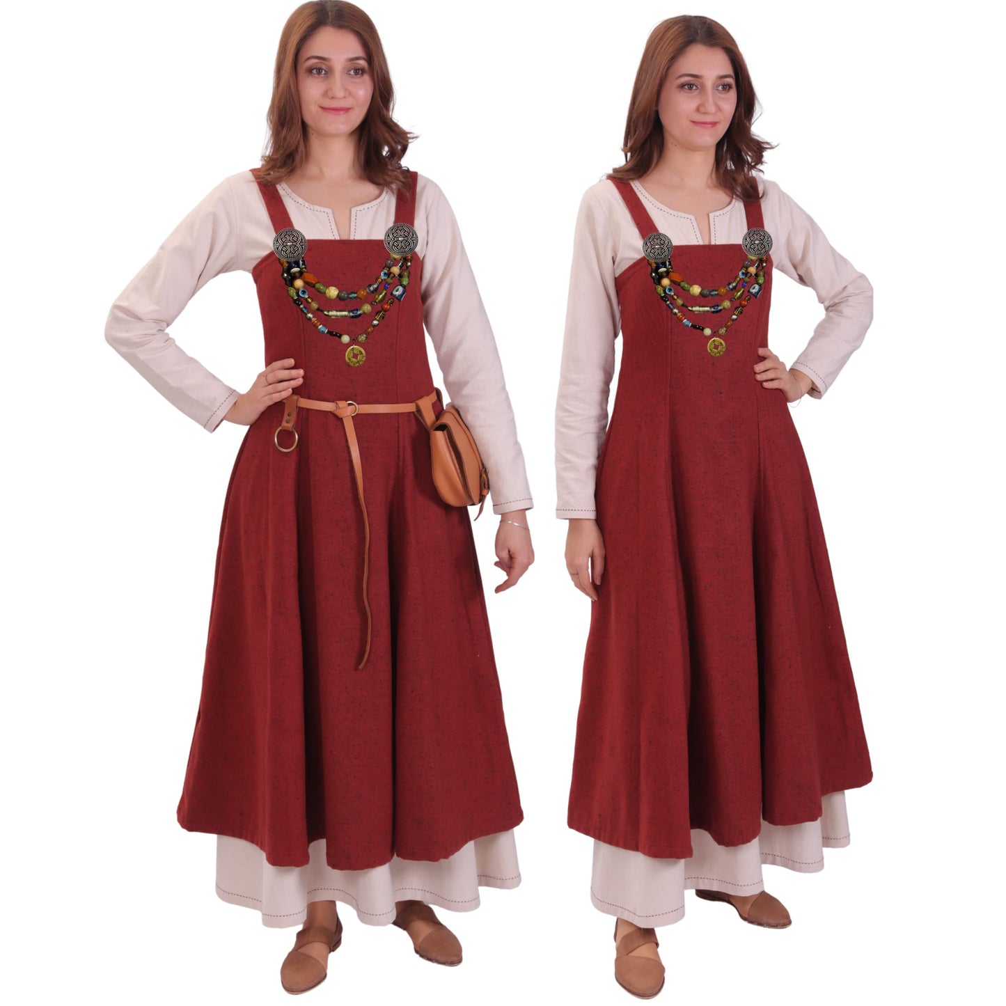 Wool Viking Apron Overdress with Laced Back