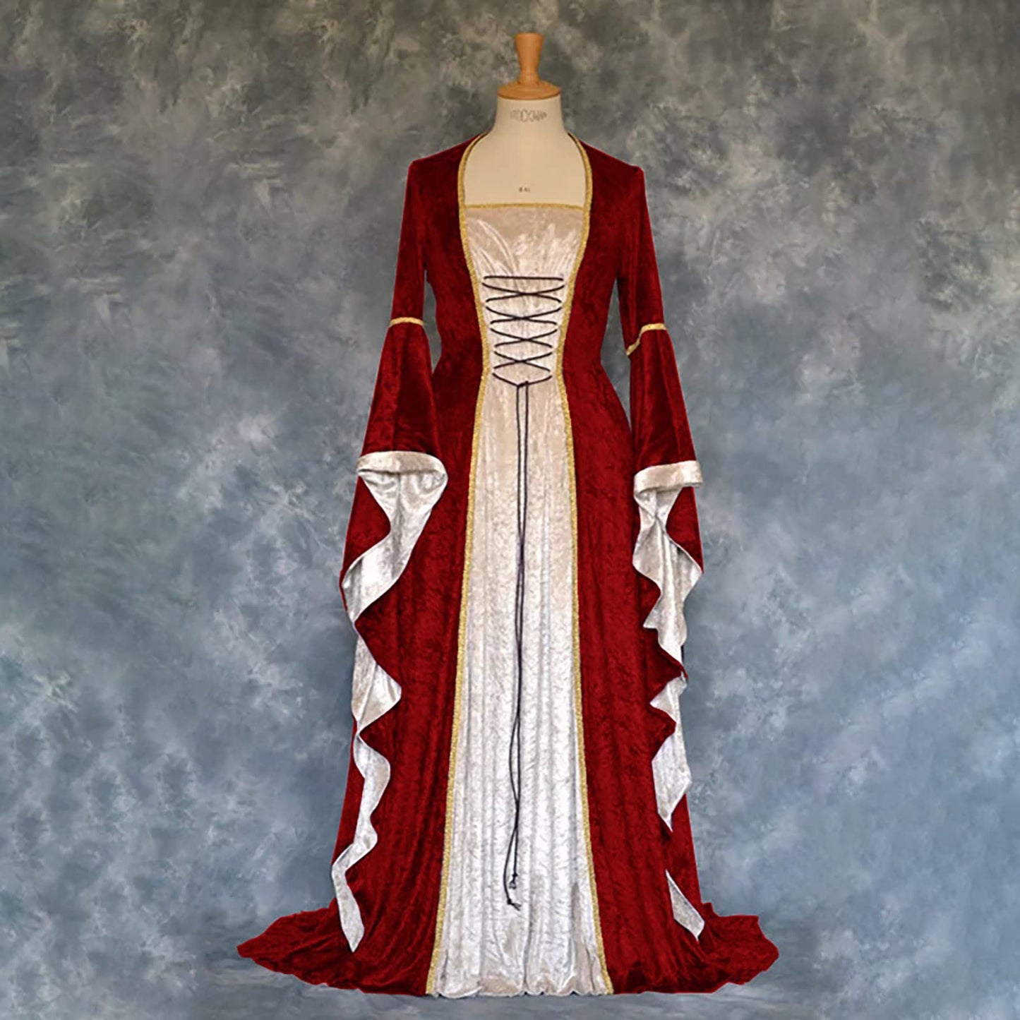 Wine Gothic Witch Medieval Wedding Dress Renaissance Dress for Women