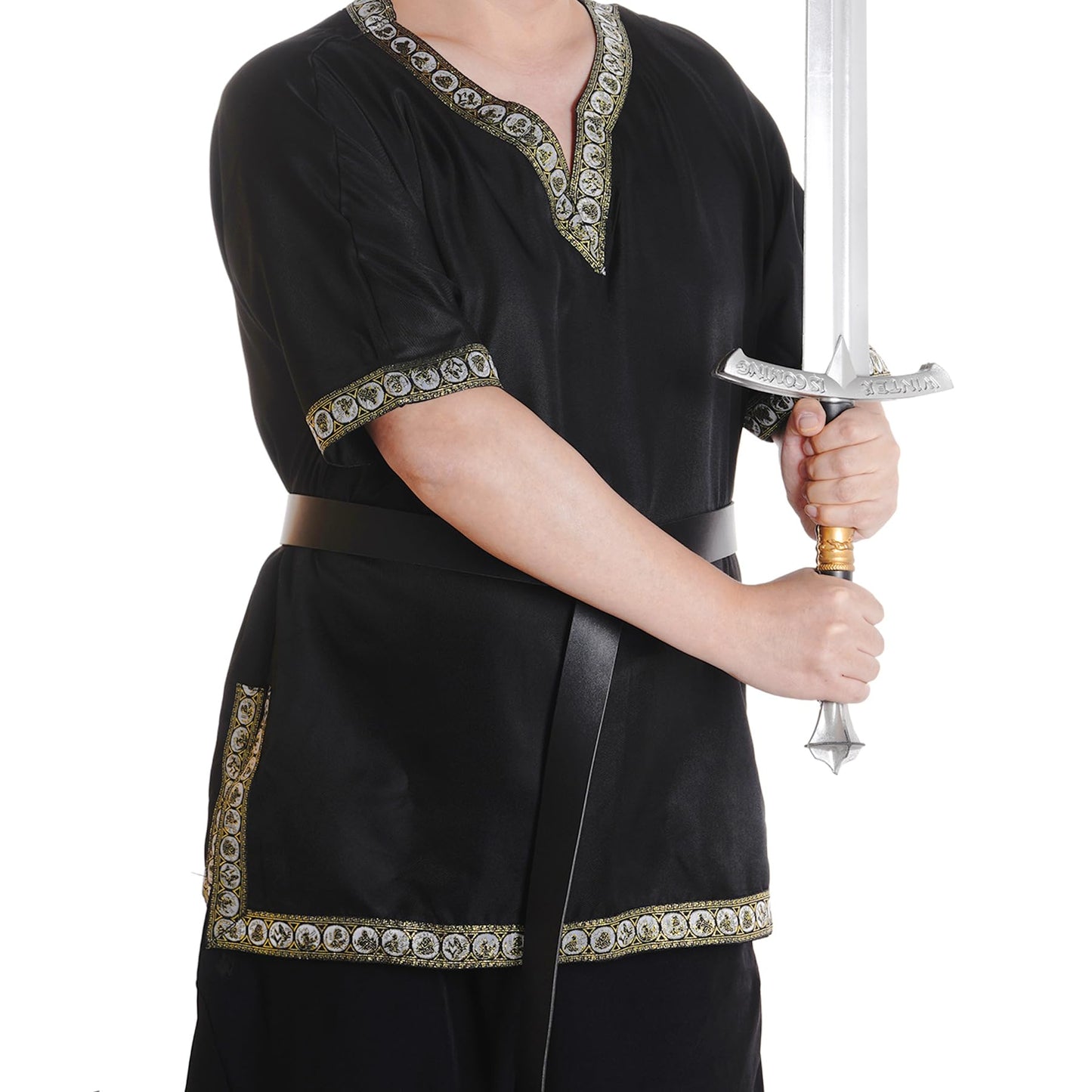 Medieval Warrior Costume Set Viking T-Shirt Leather Renaissance Belt