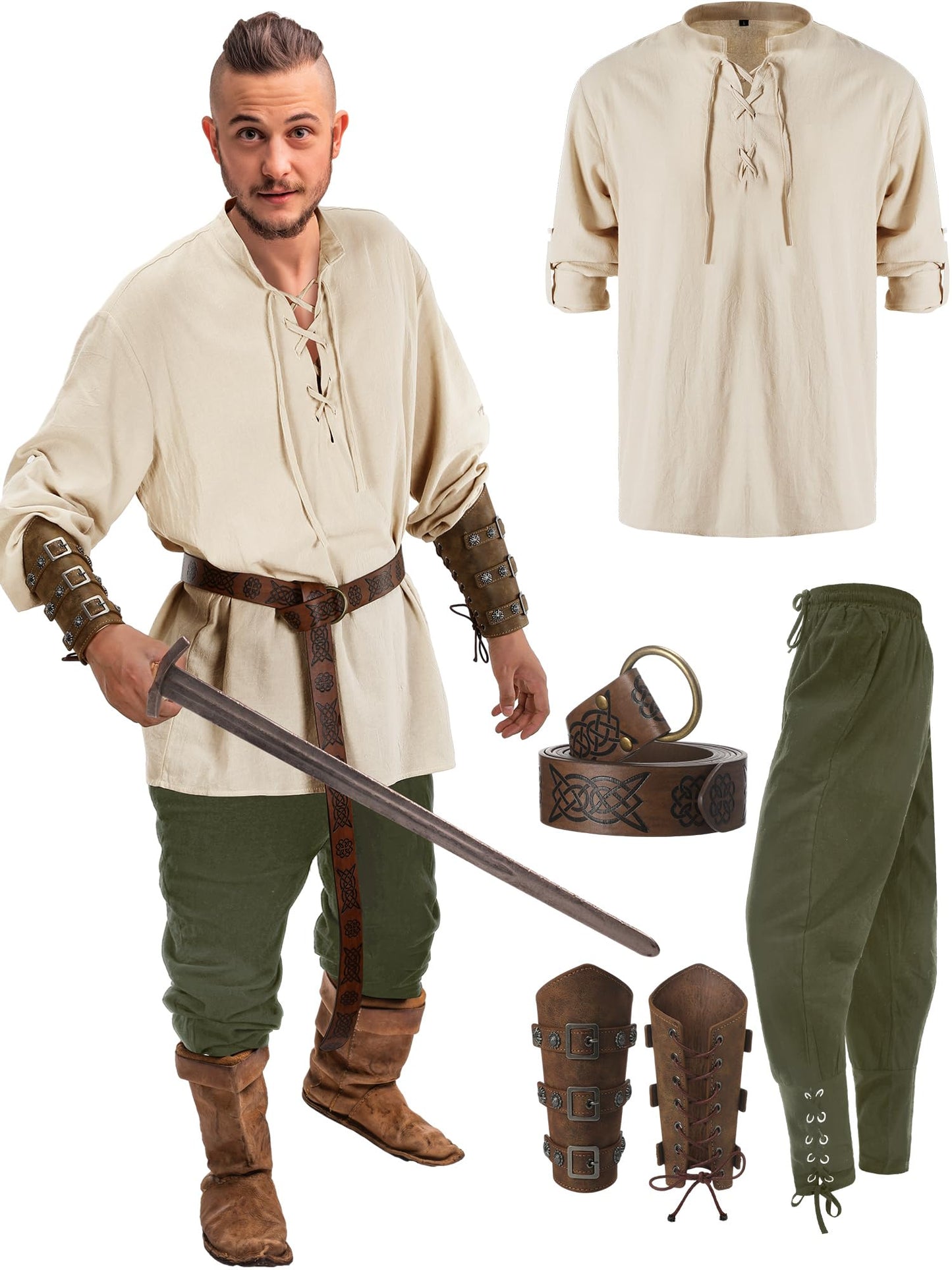 Halloween Men's Renaissance Costume Set 4 Pcs