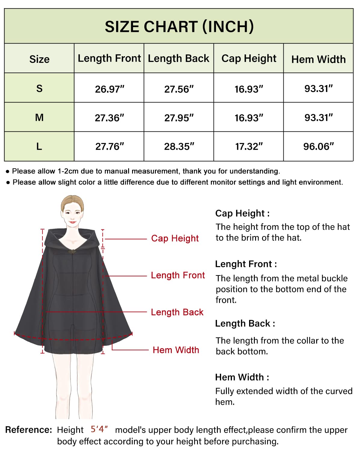 Women's Calf Length Cotton Lining Cloak