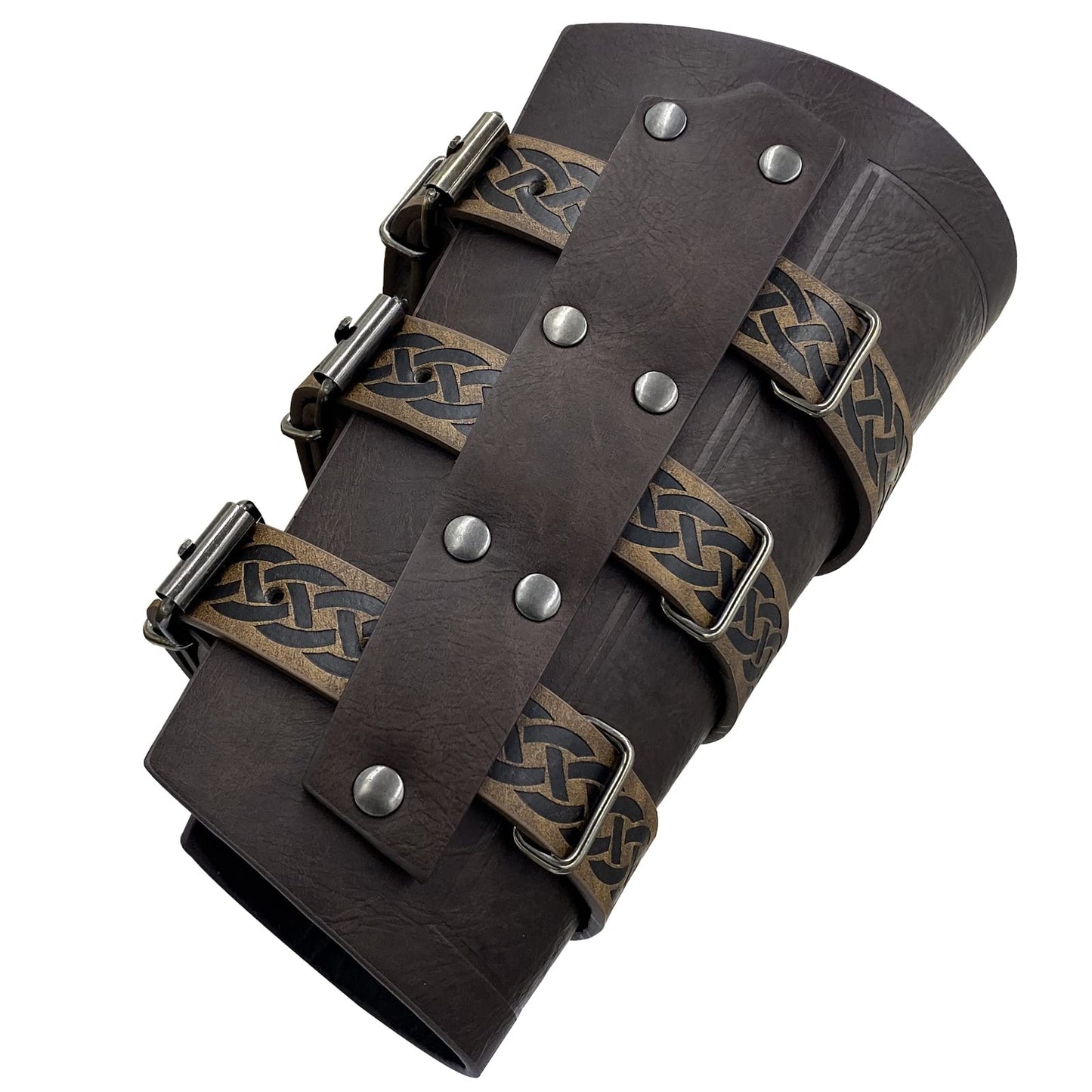 JAOYU Leather Bracer Medieval Vambrace Wrist Armor Arm Cuff Viking Arm Guard Leather Gauntlet Wristband LARP Accessories 2PCS Jyph060-brown