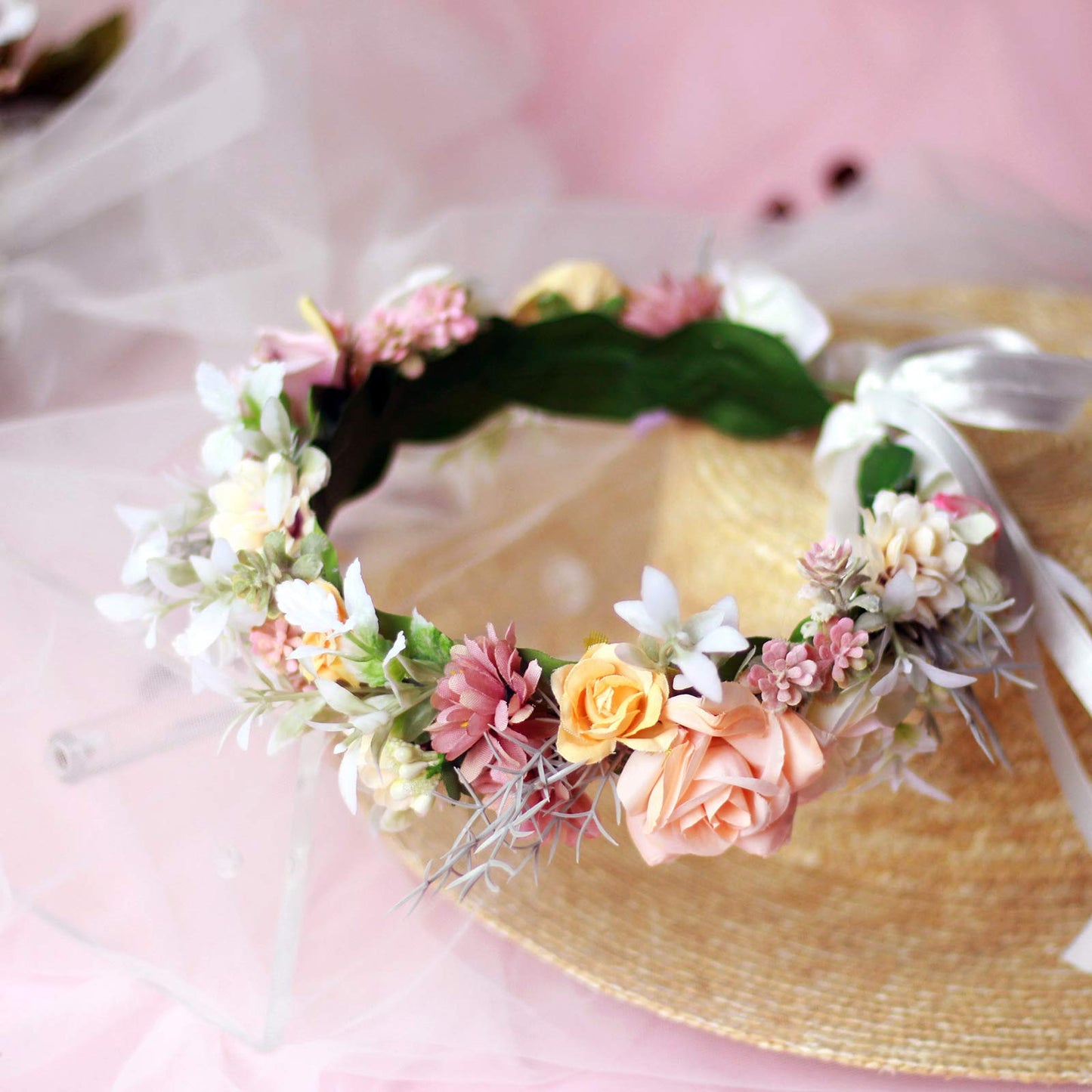 Vivivalue Floral Crown Girl Floral Headband Flower Headpiece Halo Wedding Party Photos I