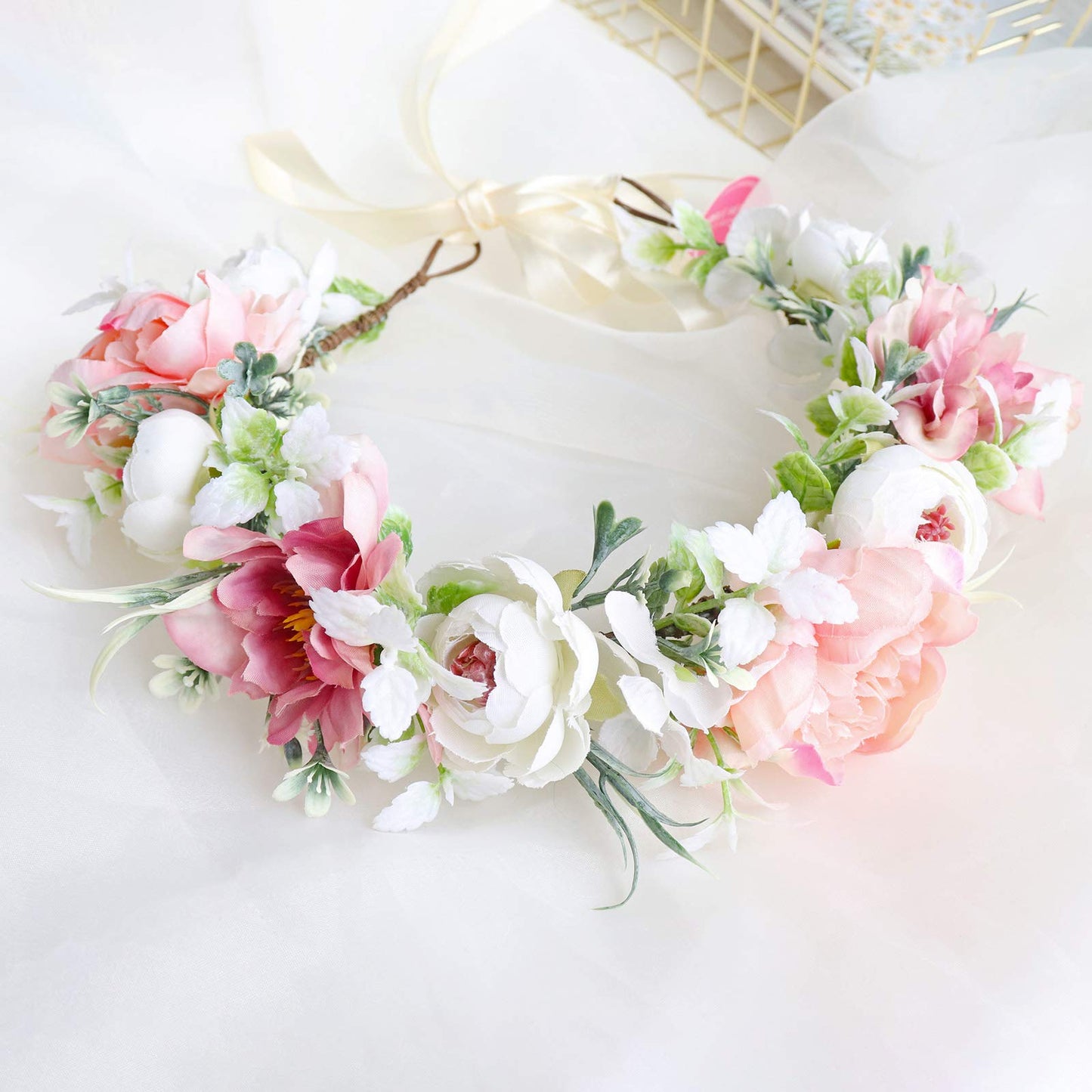 Vivivalue Floral Crown Girl Floral Headband Flower Headpiece Halo Wedding Party Photos I