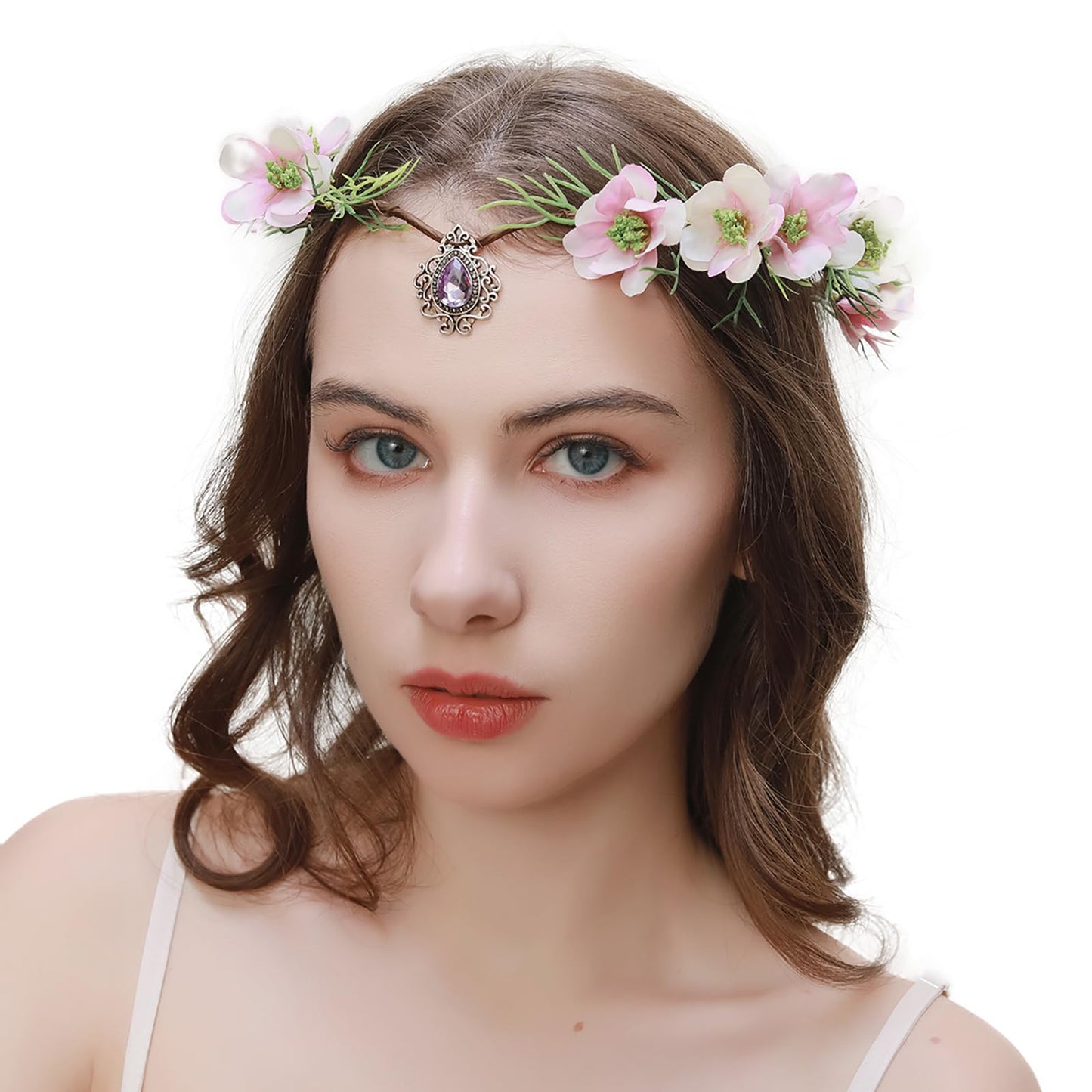 Vivivalue Floral Crown Girl Floral Headband Flower Headpiece Halo Wedding Party Photos I