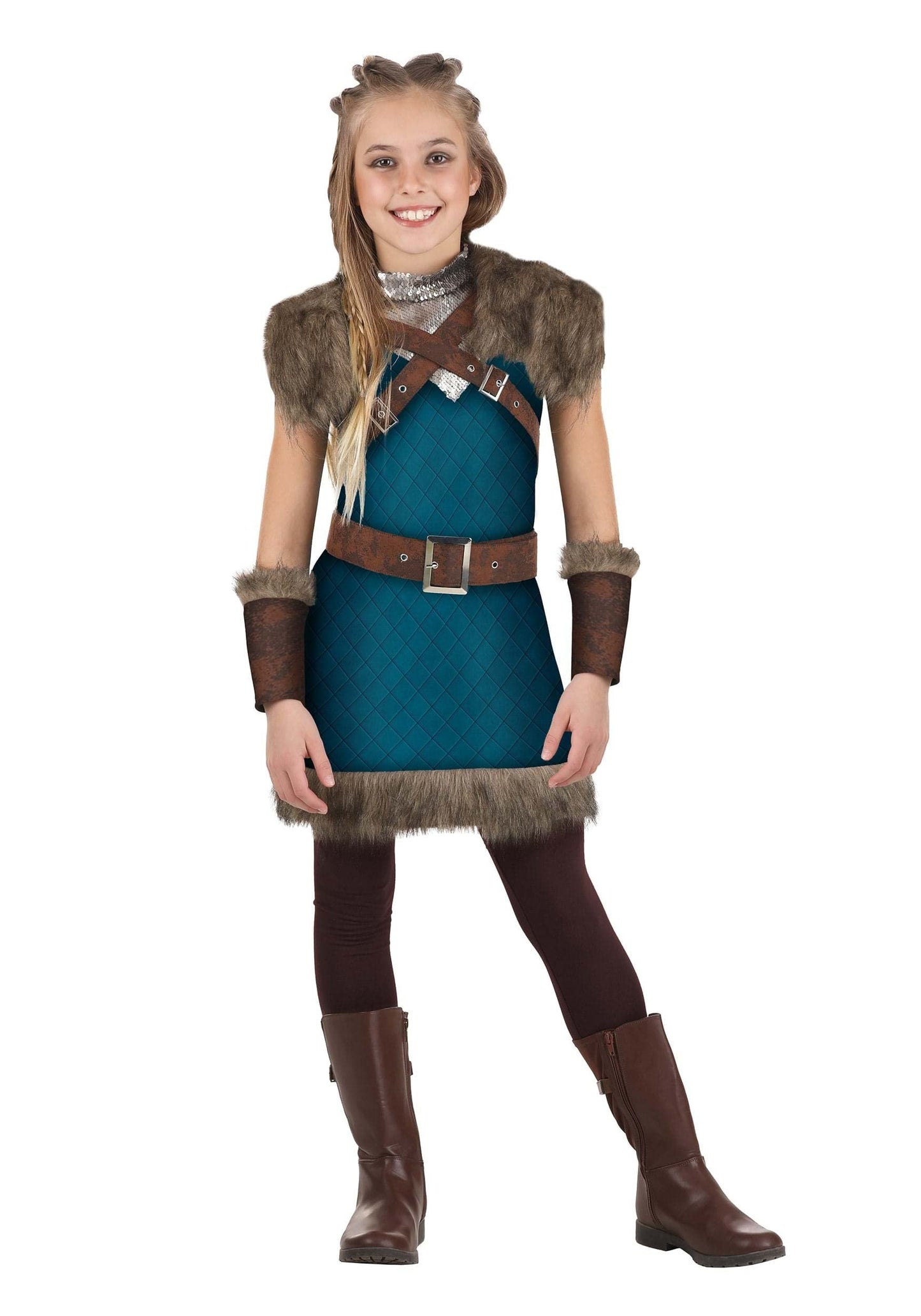 Medium Valhalla Viking Costume for Girls - Halloween or Renaissance Dress Up Party