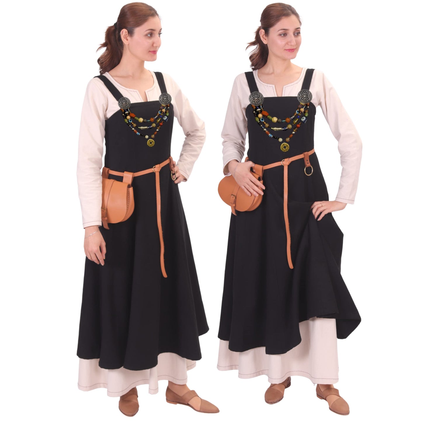 Wool Viking Apron Overdress with Laced Back