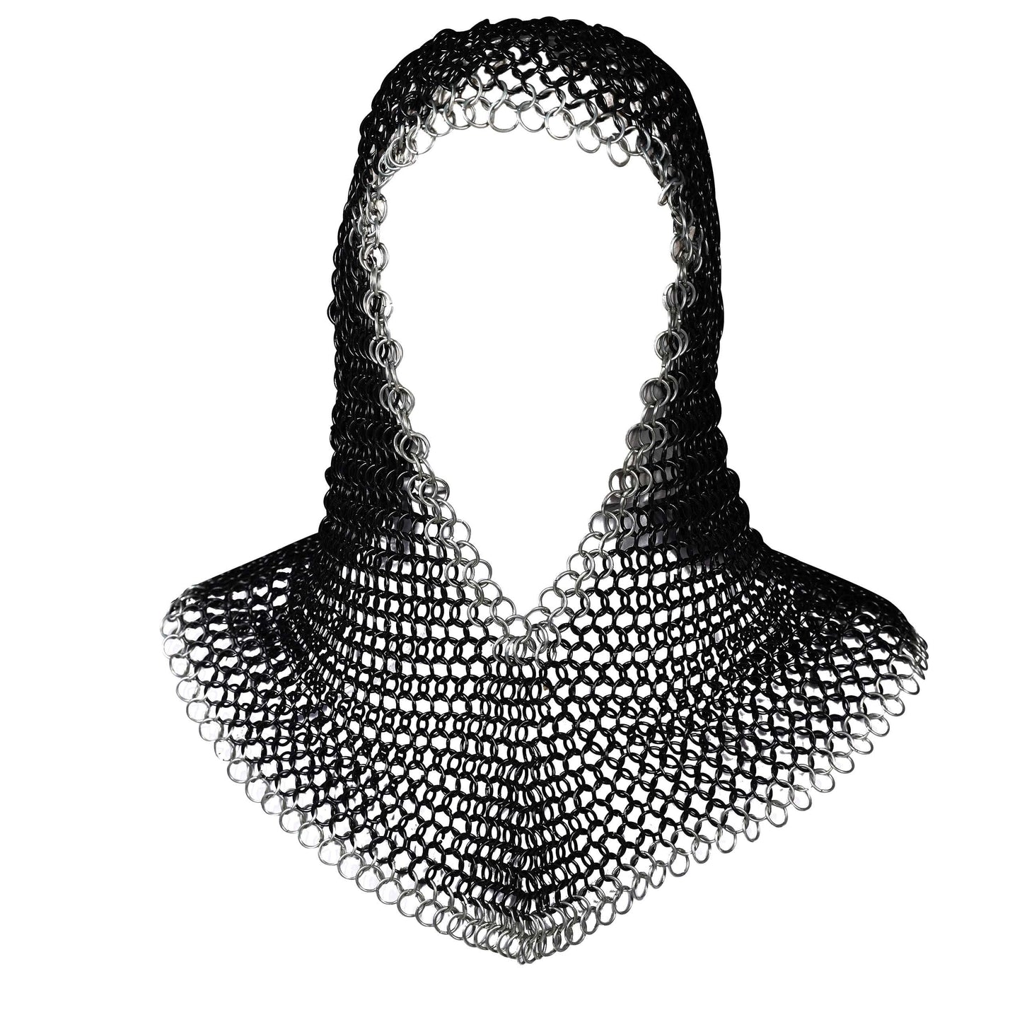 Silver-Wash Chain Mail Coif 16 Gauge