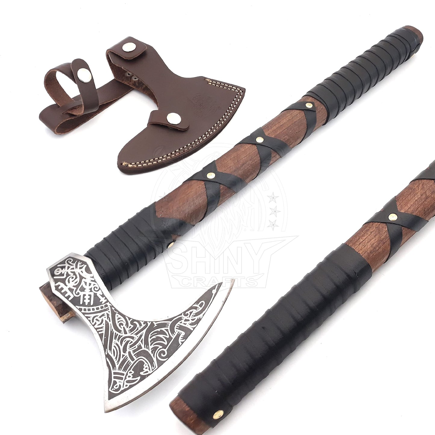 Fenrir Knotwork Handmade Carbon Steel Viking Axe