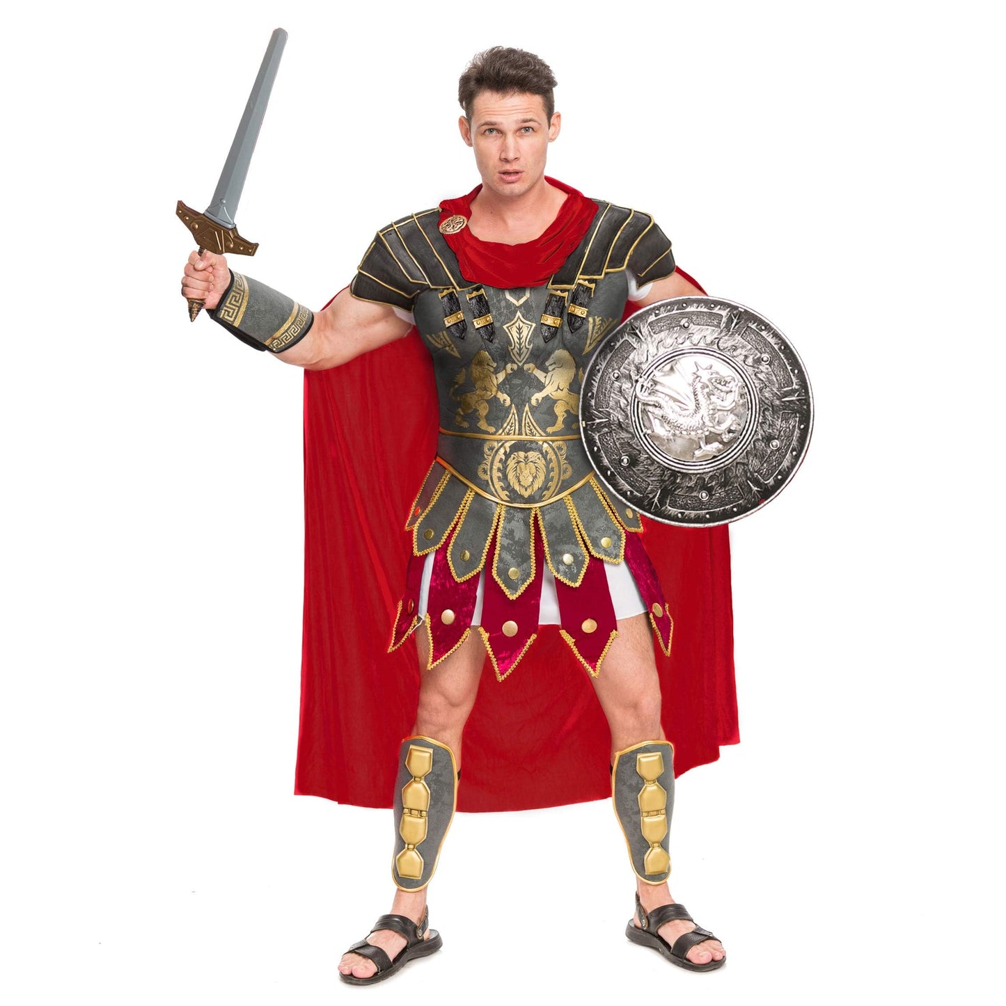 Spooktacular Creations Brave Men’s Roman Gladiator Costume Set for Halloween Audacious Dress Up Party XLarge