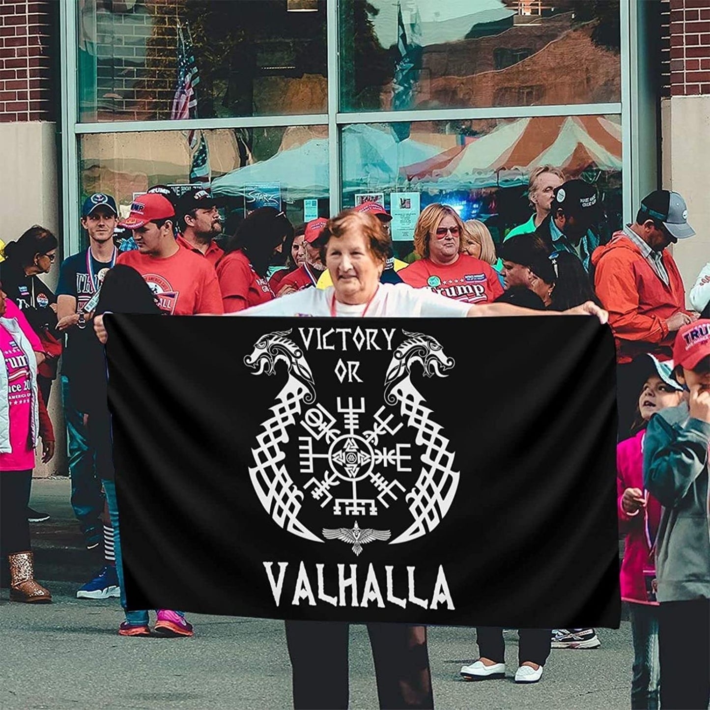 Back Design Victory or Valhalla Viking Flag for Outdoor Indoor Home House Decor Garden Flag Custom Polyester 3x5 Ft A15