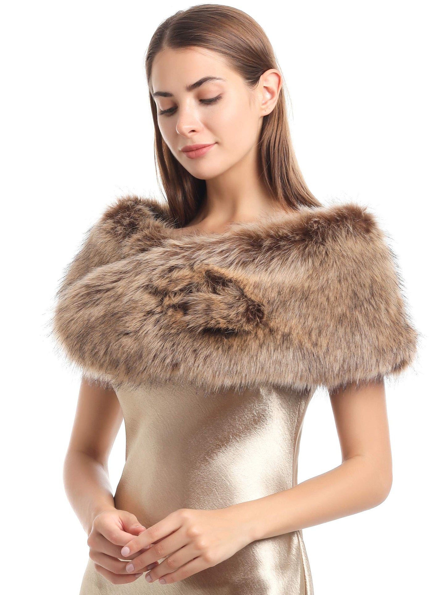 Soul Young Faux Fur Collar Women's Neck Warmer Scarf Wrap 80cm,31.5in A-nature