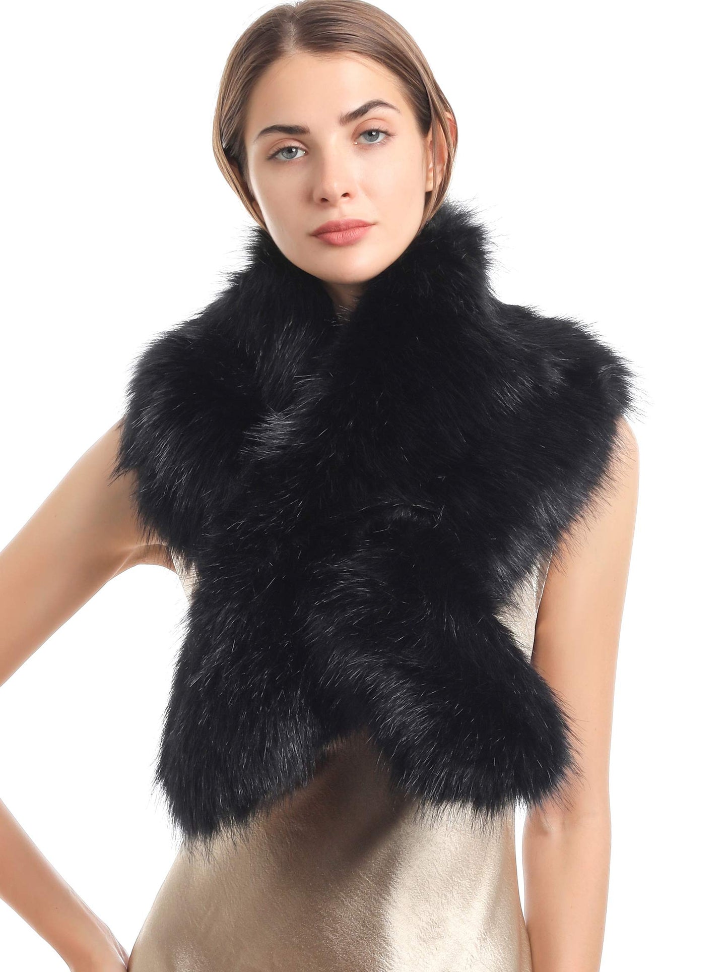 Soul Young Faux Fur Collar Women's Neck Warmer Scarf Wrap 80cm,31.5in A-nature