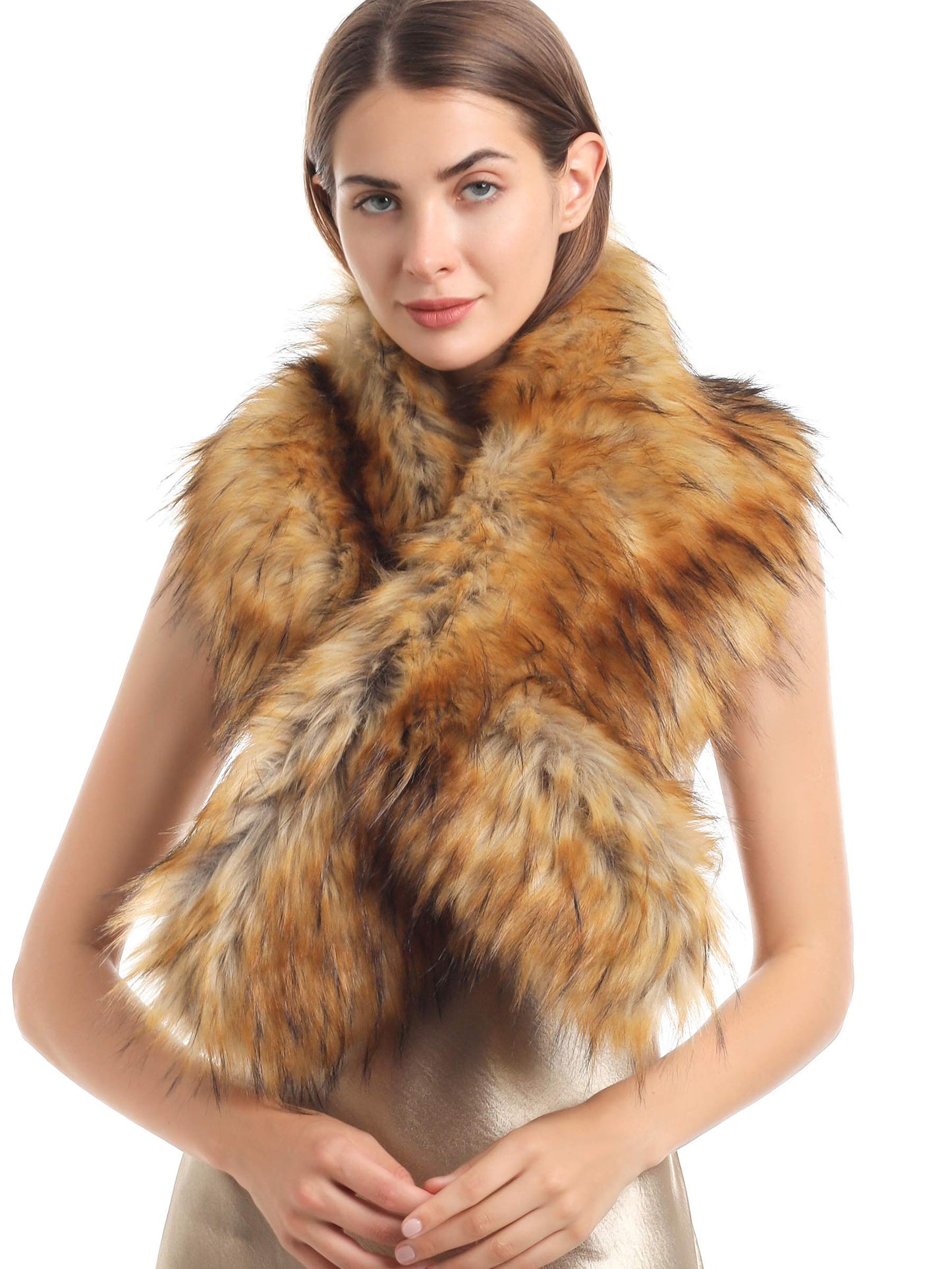 Soul Young Faux Fur Collar Women's Neck Warmer Scarf Wrap 80cm,31.5in A-nature