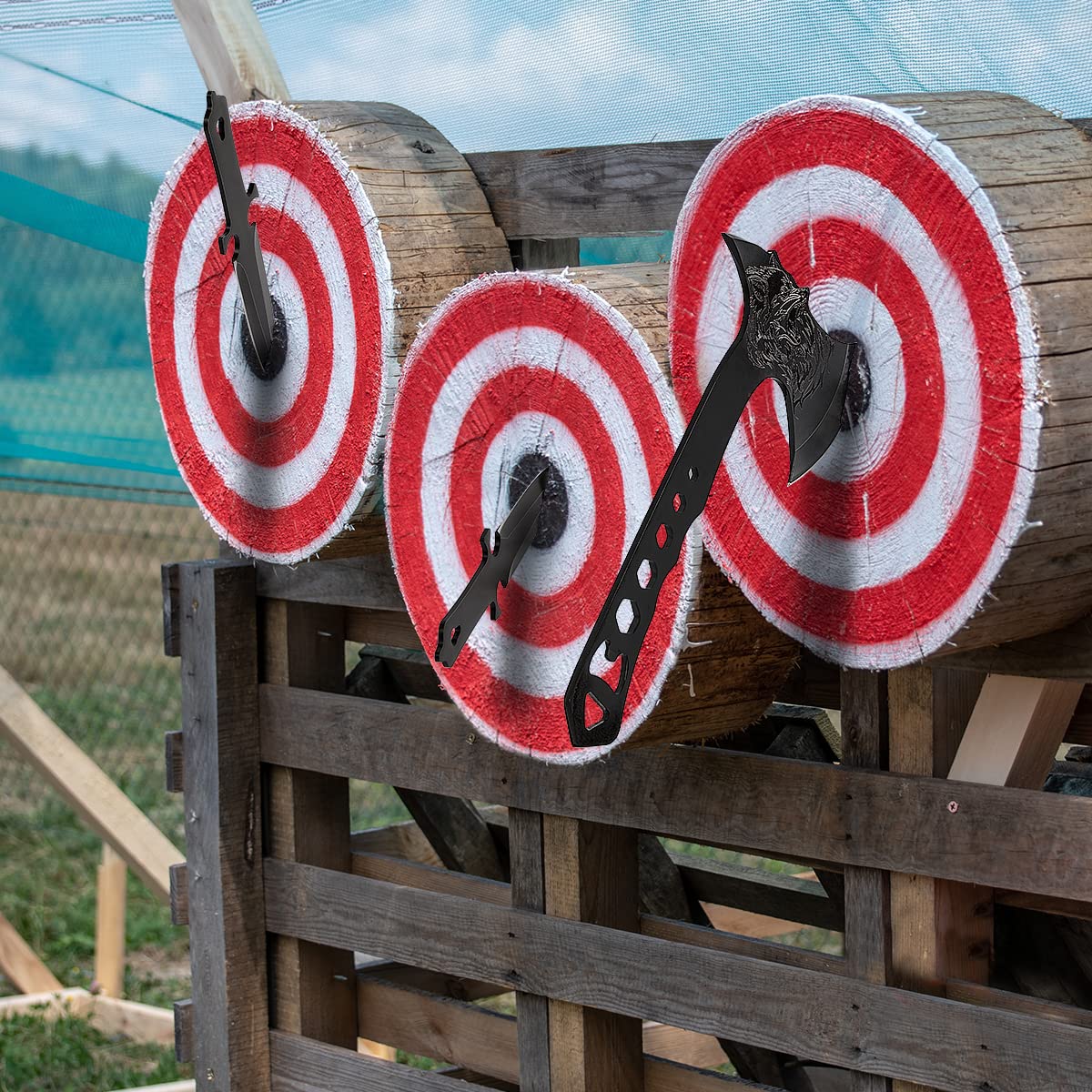 Black Steel Fenrir Throwing Axes and Throwing Knives 6 Pack